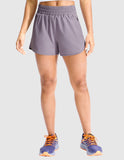MIER Women’s 3” Gym Running Shorts Quick Dry with Mesh Liner & Zipper Pockets Women Shorts Lavender Mist / XS