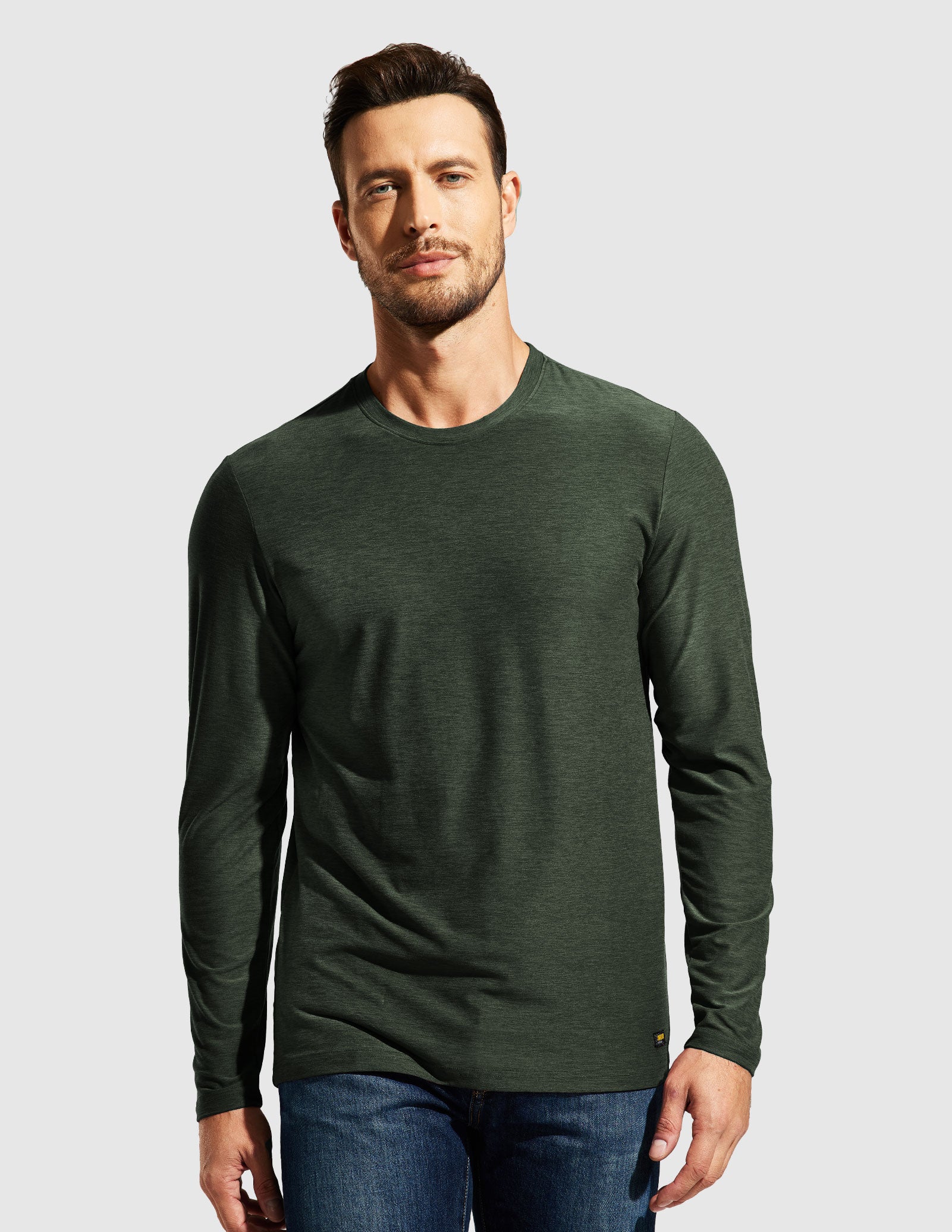 MIER Men’s Buttery Soft Long Sleeve Athletic Crew Neck Tee Men's Shirt Dark Green / S