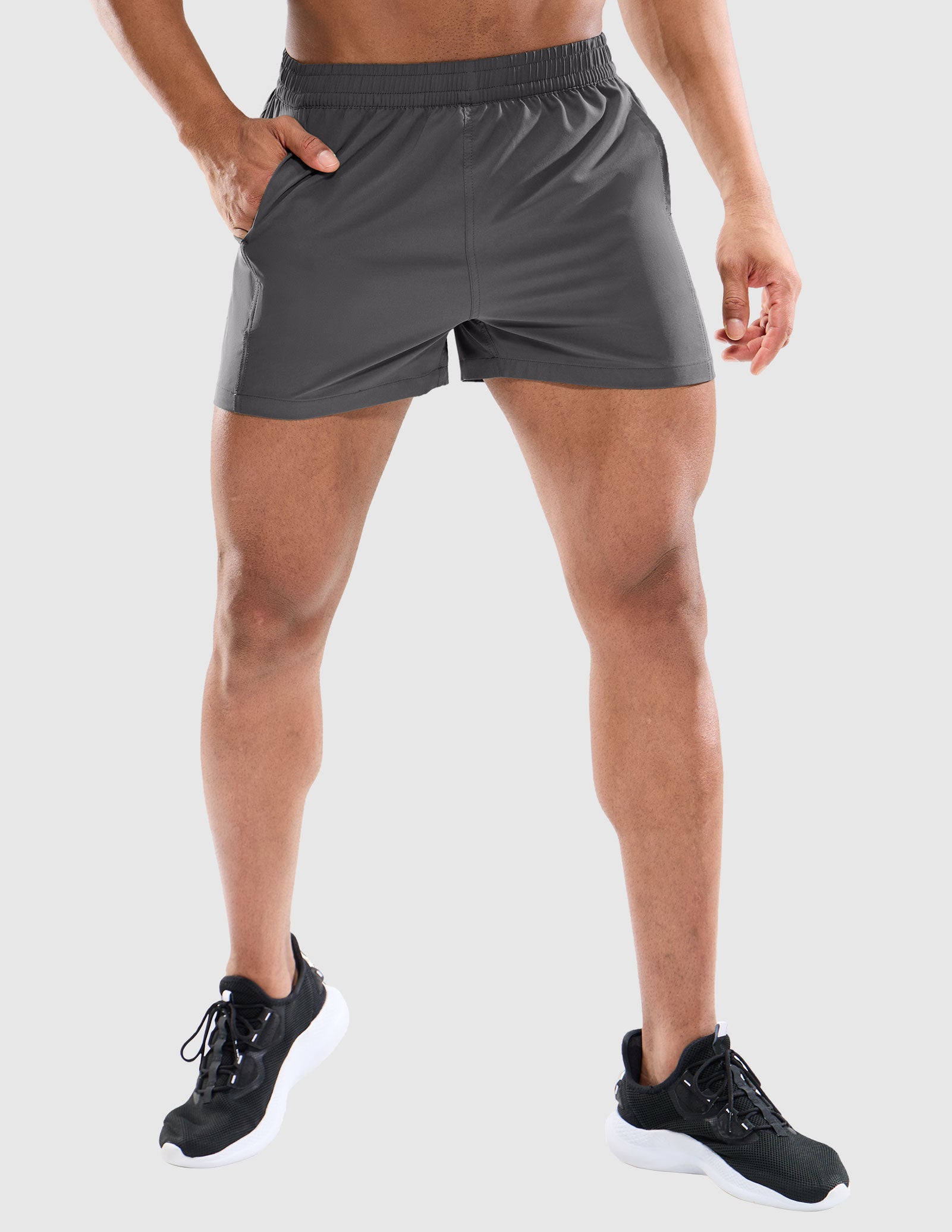 MIER Men's 3 Inch Athletic Running Shorts with Brief Liner Men's Shorts Grey / XS