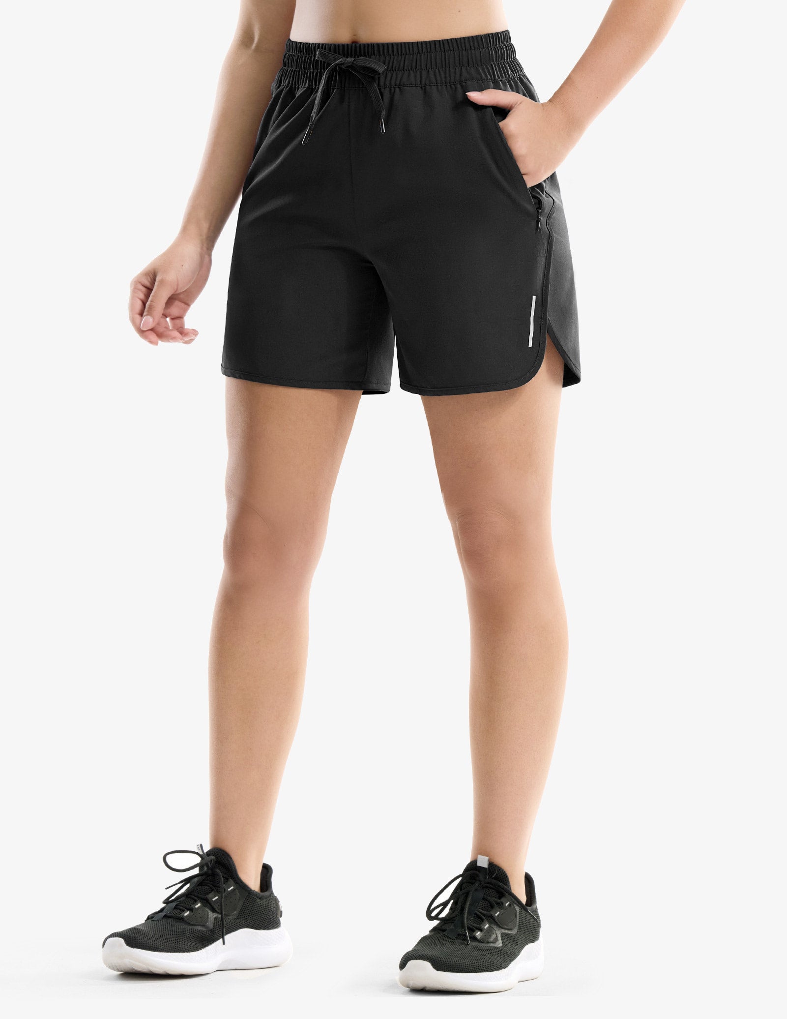 MIER Women's 5" Running Shorts with Secure Zipper Pockets Women Shorts Black / XS
