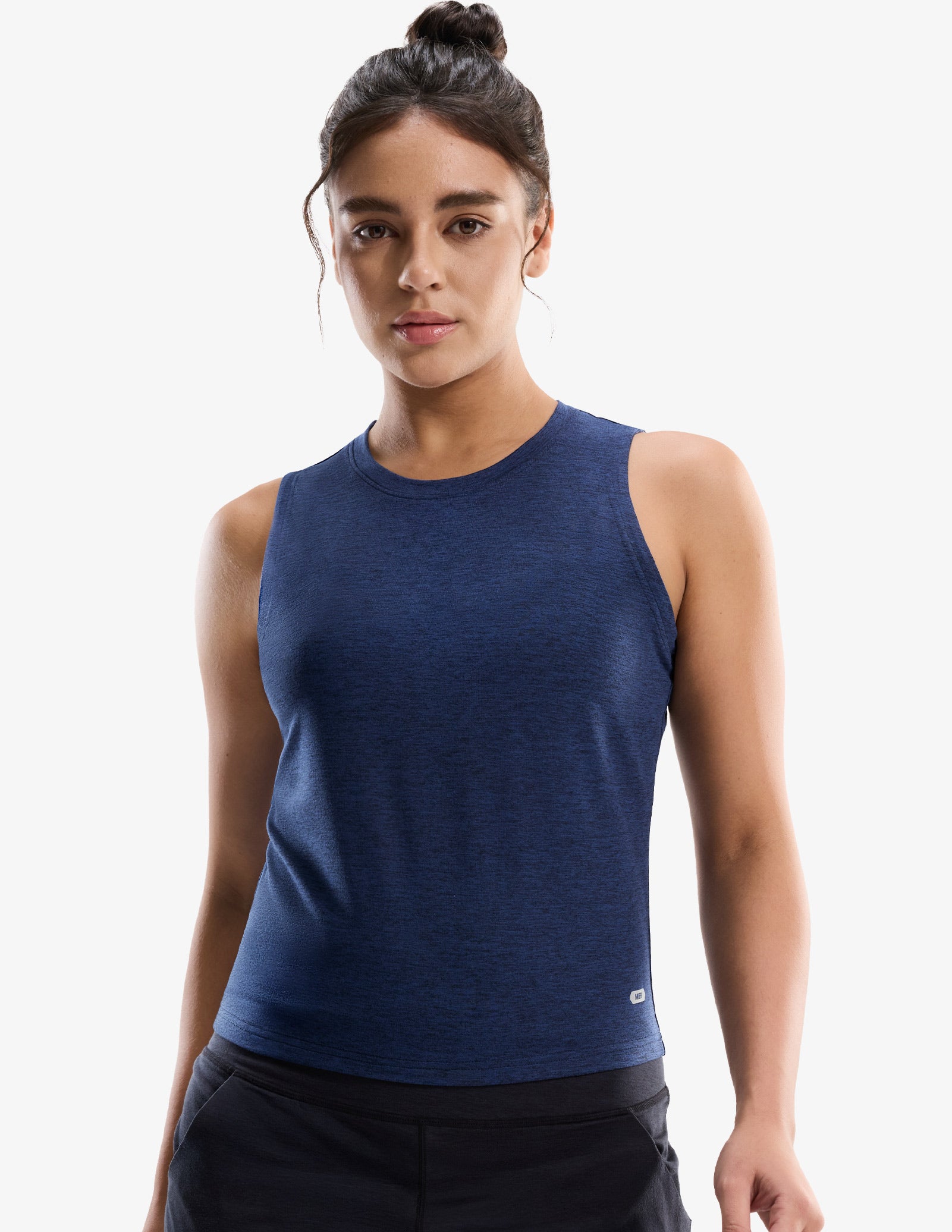 MIER Women’s Buttery-Soft Skimmer Tank Top High-Hip Workout Shirt Women Active Shirt Heather Navy / XS