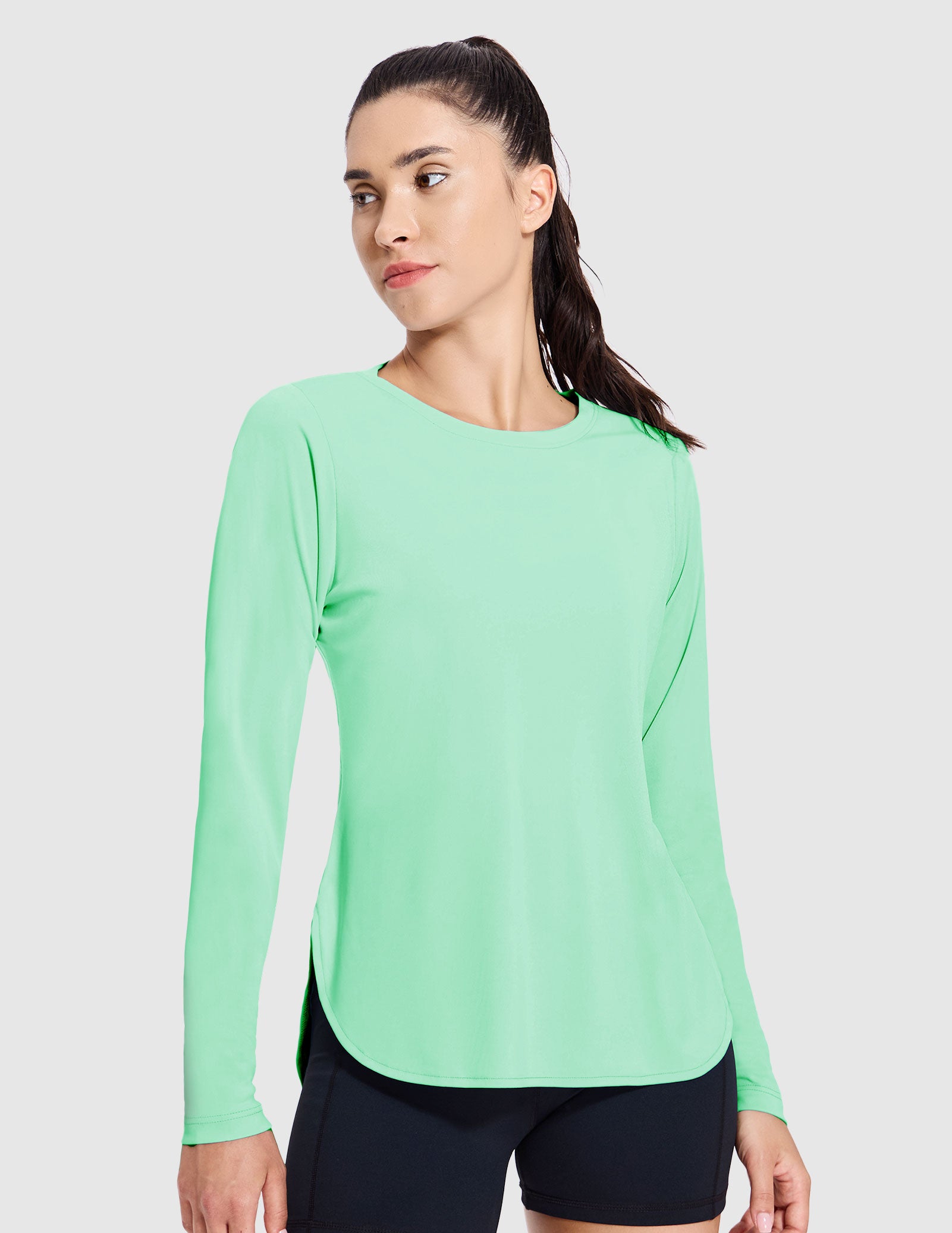 MIER Women's UPF 50 Plus Long Sleeve Running Shirt Sun Protection and Style Women Active Shirt