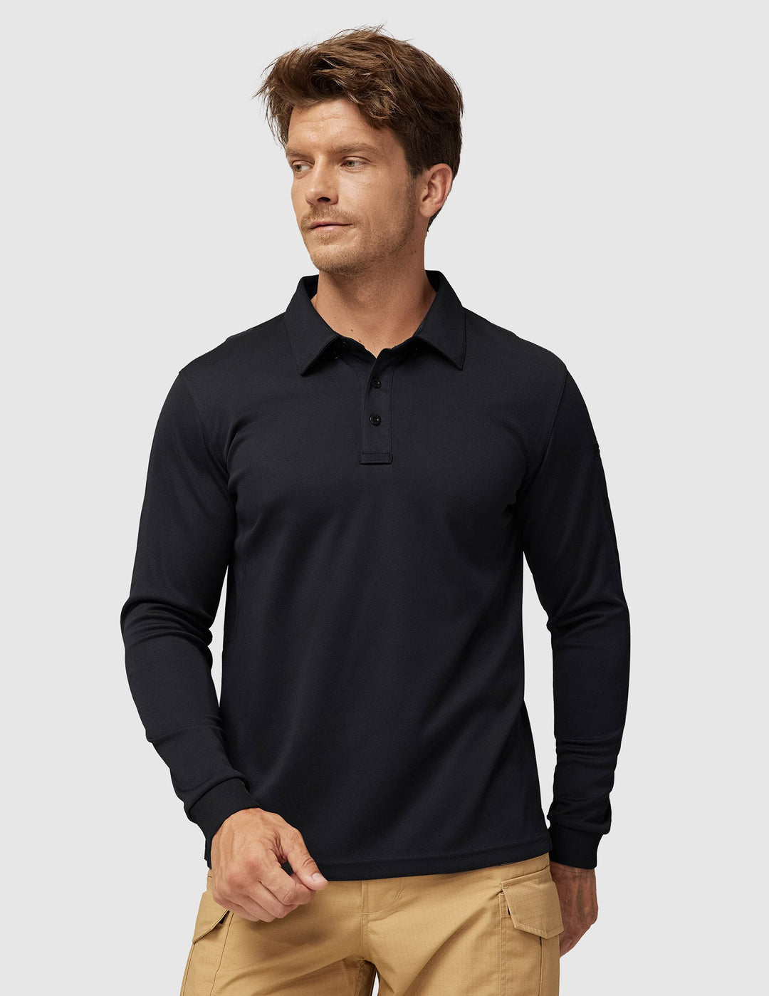 chinese dress ladies Mier Men’s Outdoor Tactical Long Sleeve Polo Shirts, Light Grey / L