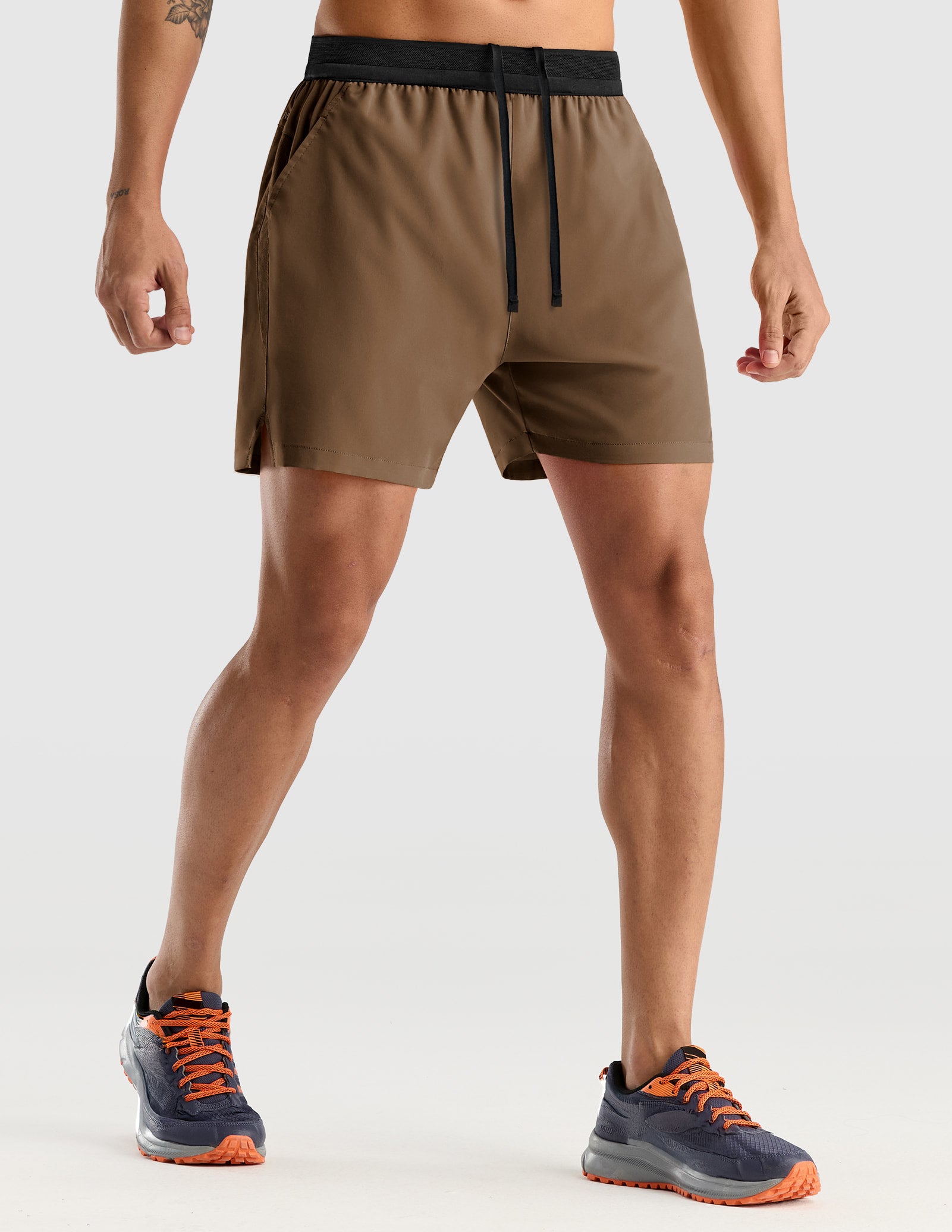 MIER Men’s 5” Quick Dry Performance Shorts with 3 Pockets Men's Shorts Brown / XS