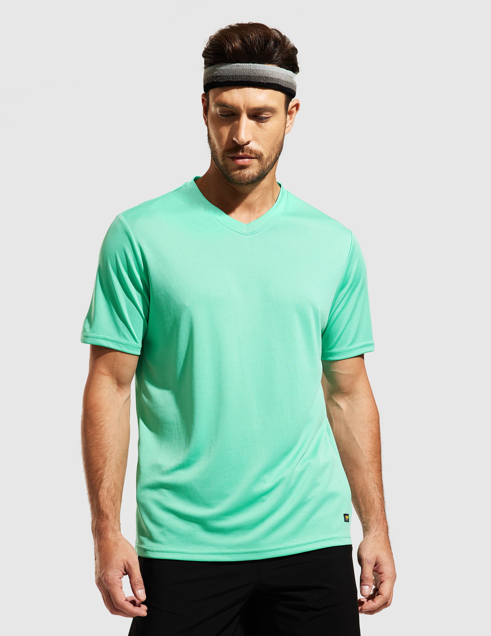 Heren sneldrogende atletische shirts V-hals workout-T-shirts