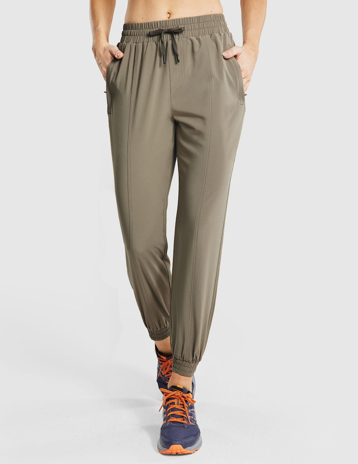 MIER Women's Quick Dry Running Pants Athletic Joggers with Zipper Pockets Women Active Pants Sage Green / XS