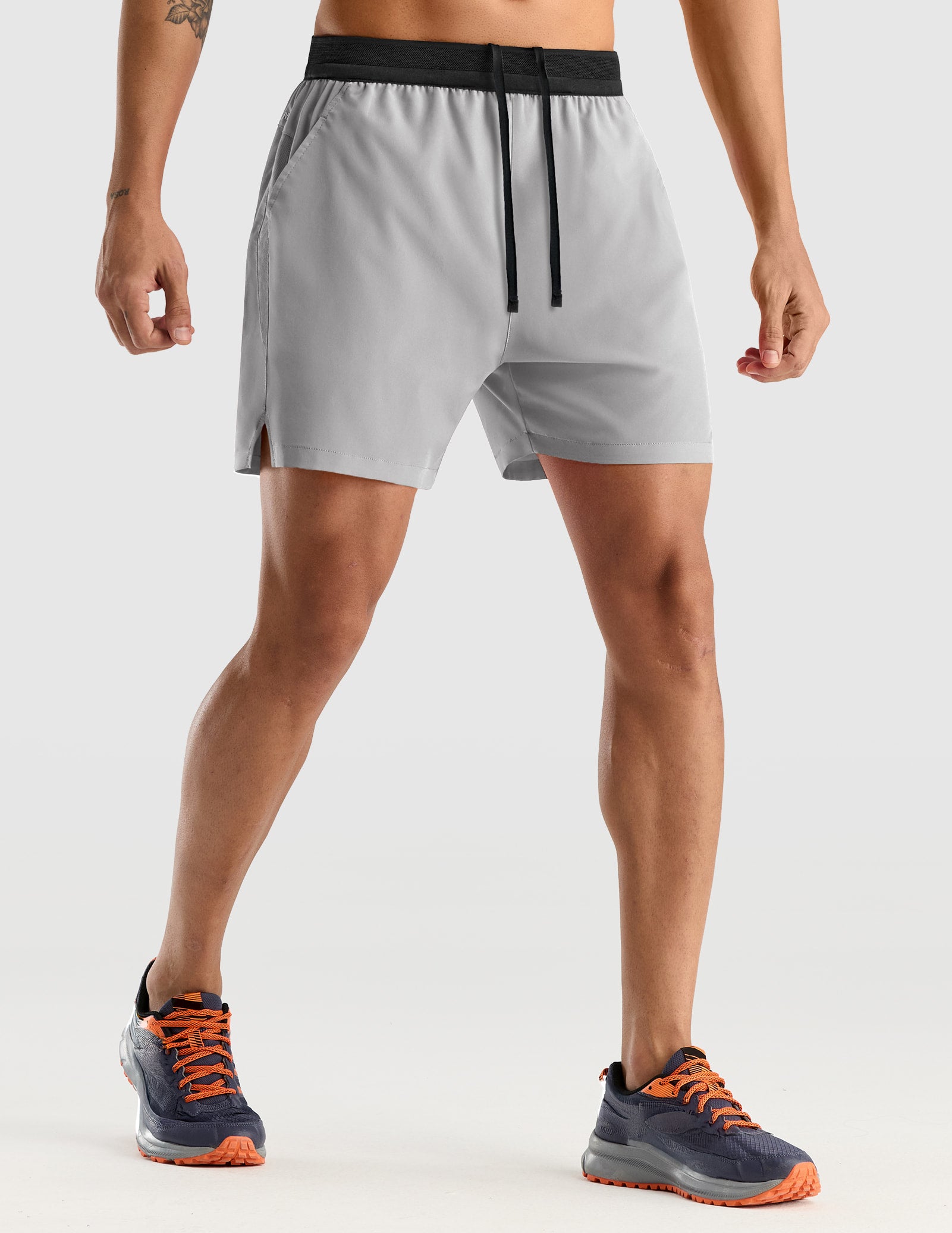 MIER Men’s 5” Quick Dry Performance Shorts with 3 Pockets Men's Shorts Light Grey / XS