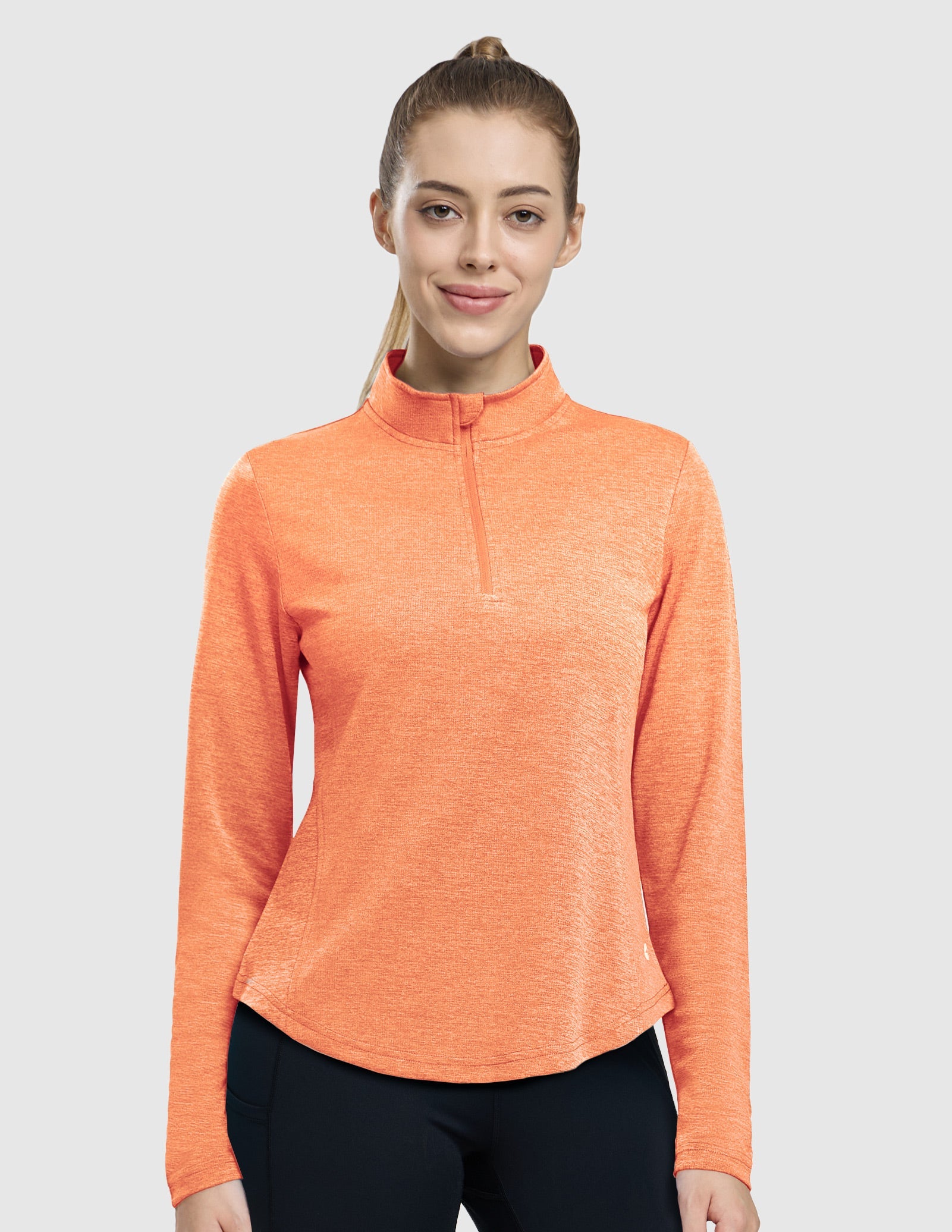 MIER Women's Quarter Zip Long Sleeve Running Shirt with UPF 50+ Women Active Shirt