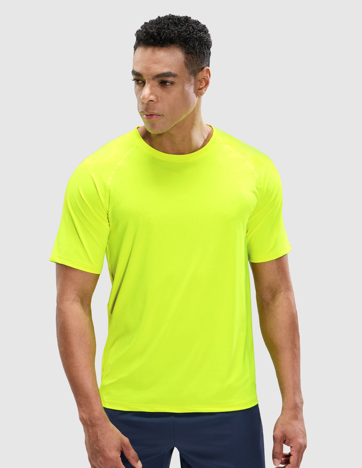 MIER Men's Workout T Shirts Stretchy Quick Dry and Moisture Wicking Men's T-Shirts Lemon Green / S