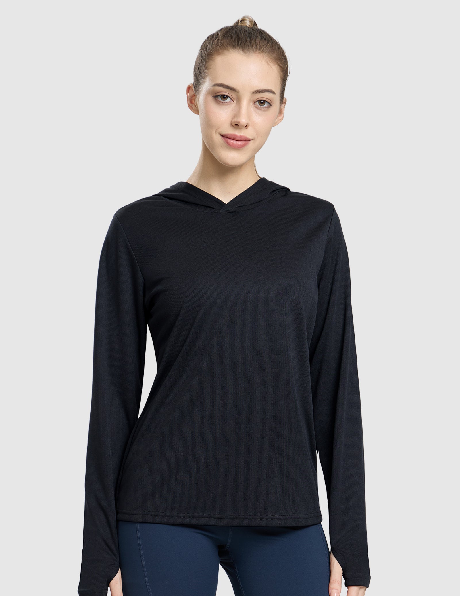 MIER Women's Long Sleeve Hooded Sun Shirt UPF 50+ Performance Hoodie Women Shirts Black / XS