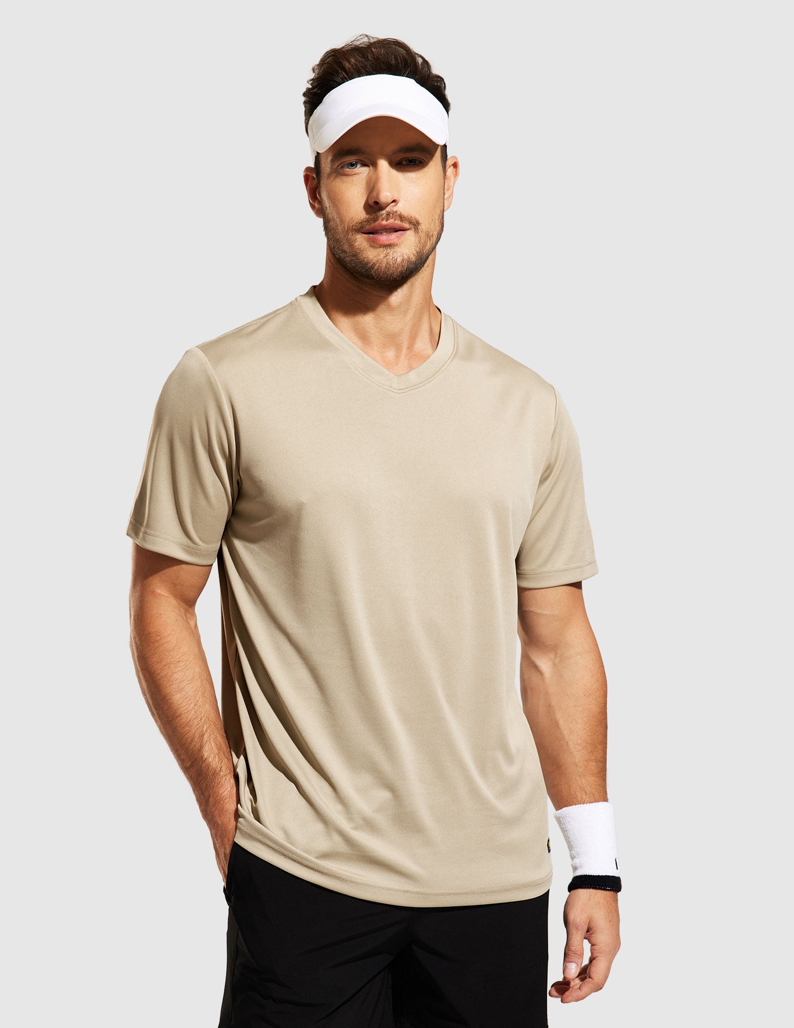 Chemises de sport à séchage rapide pour hommes T-shirts d'entraînement à col en V