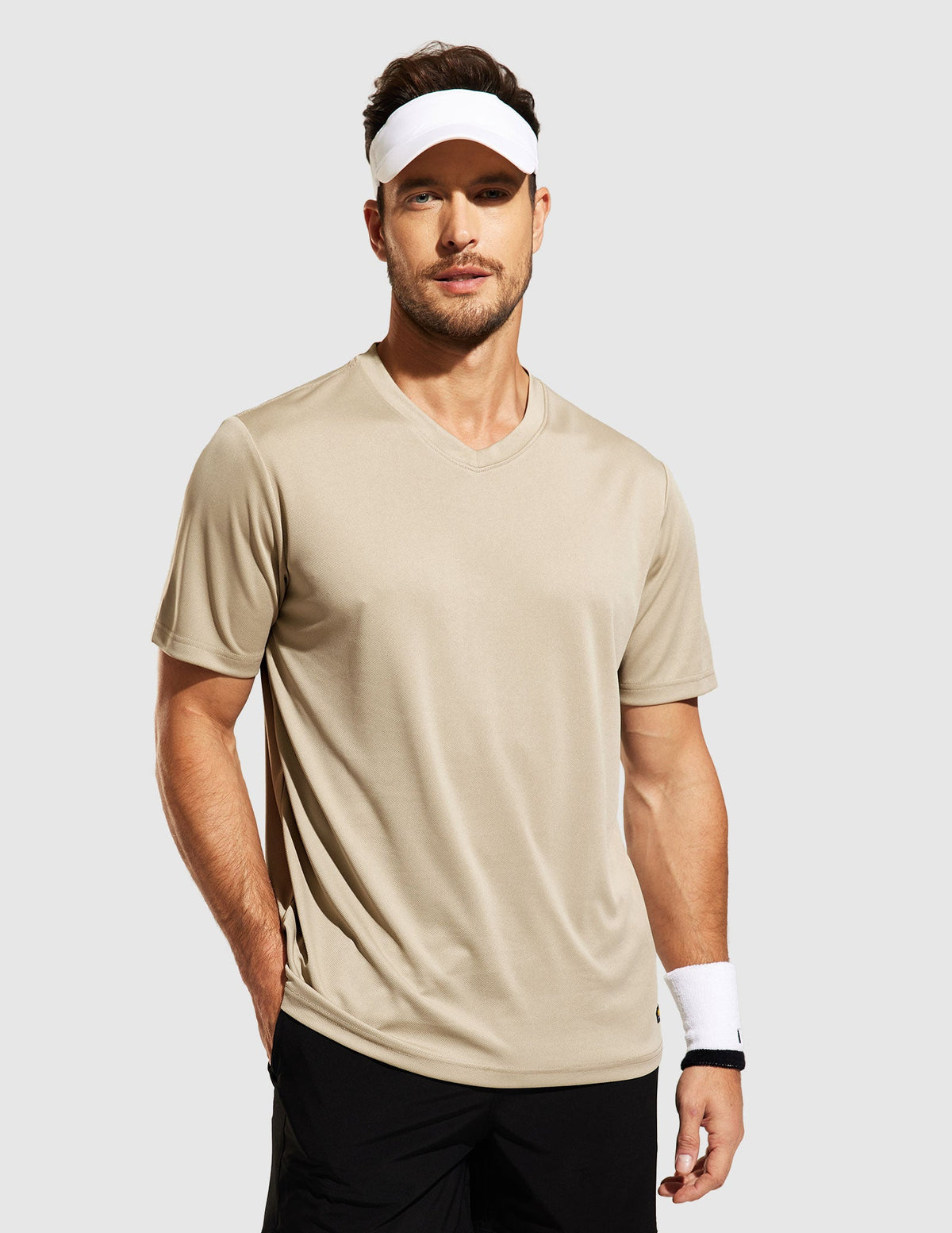 MIER Men's Dry Fit Performance Tees Eco Friendly and Moisture Wicking Men's T-Shirts Khaki / S