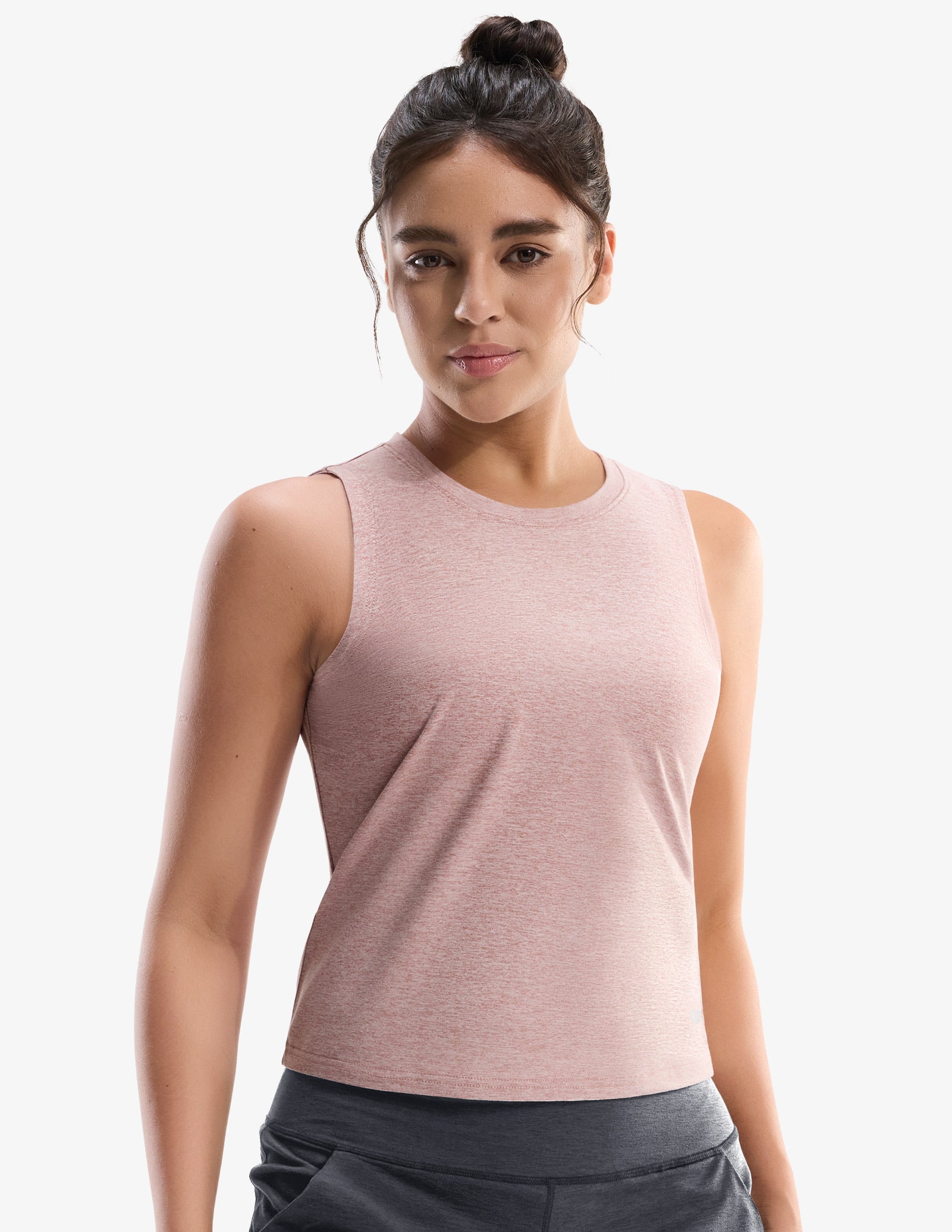 MIER Women’s Buttery-Soft Skimmer Tank Top High-Hip Workout Shirt Women Active Shirt Heather Pink / XS
