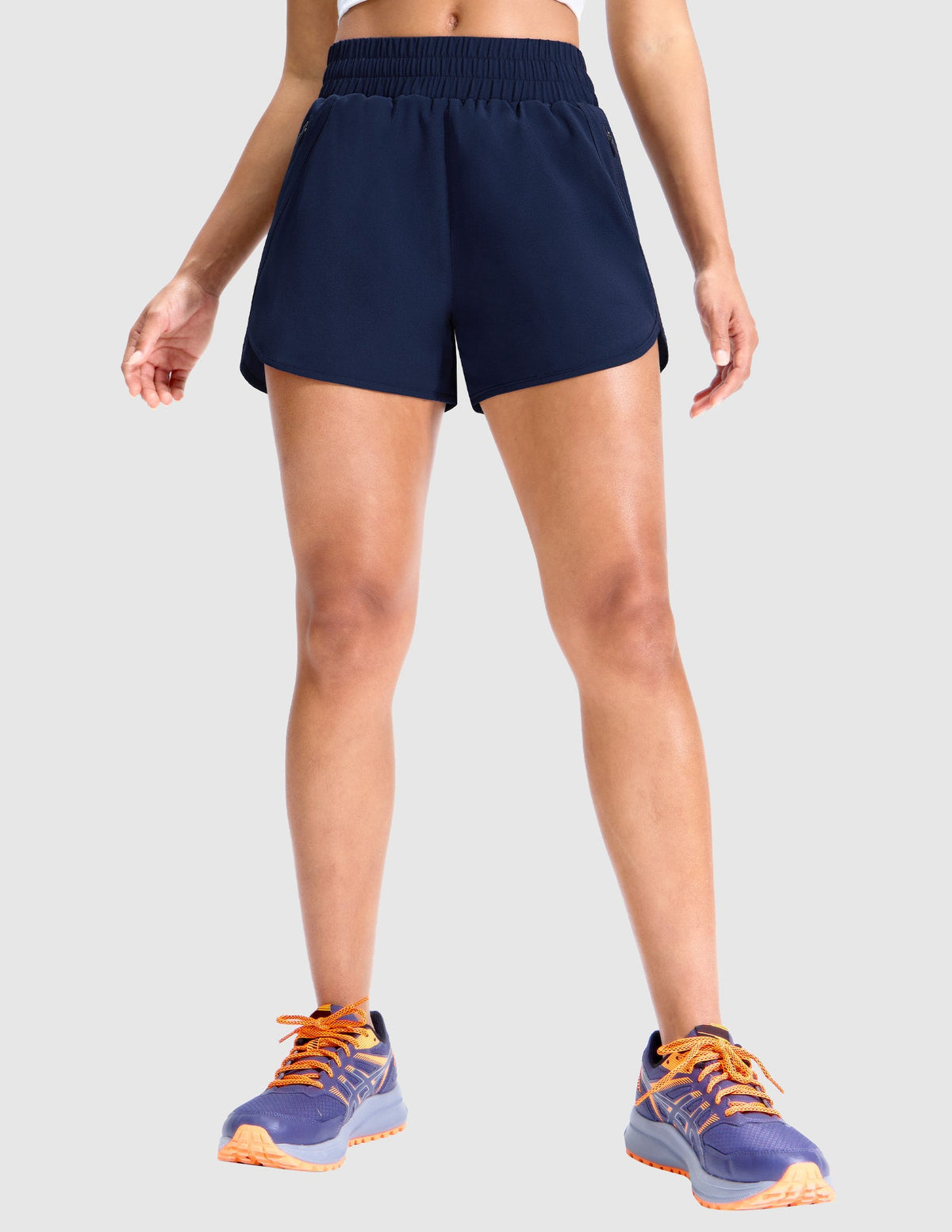 MIER Women’s 3” Gym Running Shorts Quick Dry with Mesh Liner & Zipper Pockets Women Shorts Navy / XS