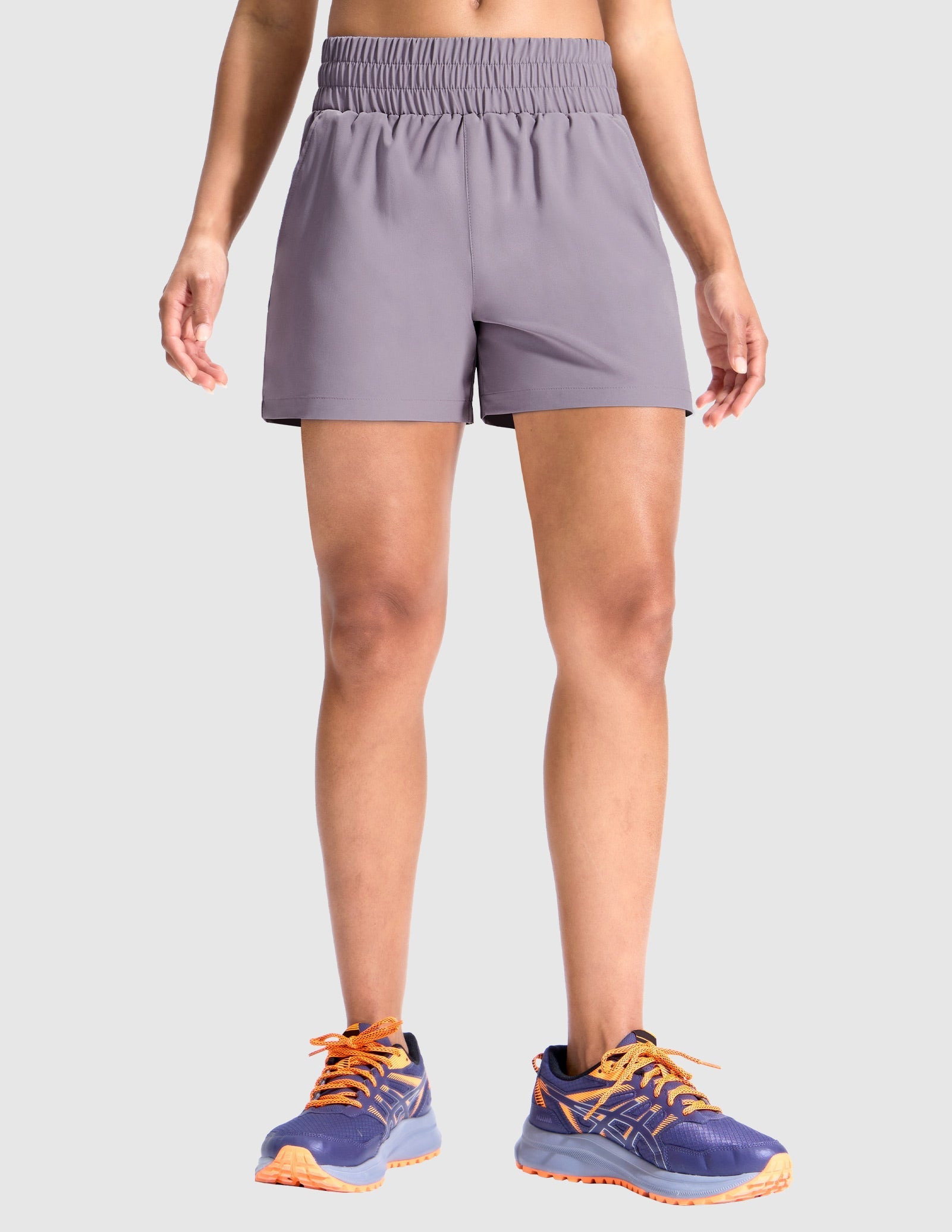 MIER Women’s Running Shorts Quick Dry Mid Waist Athletic Shorts 4" Inseam 3 Pockets Women Shorts Lavender Mist / XS