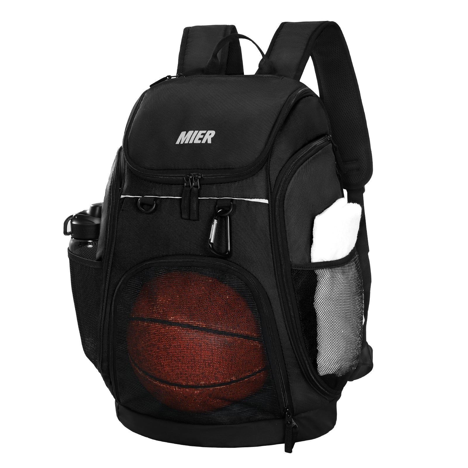 MIER Basketball Backpack Large Sports Bag with Laptop Compartment Backpack Bag Black