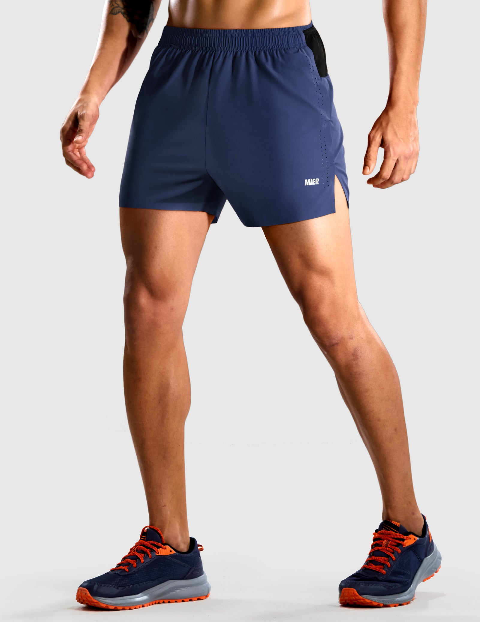 MIER Men's 3.5" Running Shorts Lightweight Marathon Training Shorts Men's Shorts Navy / XS