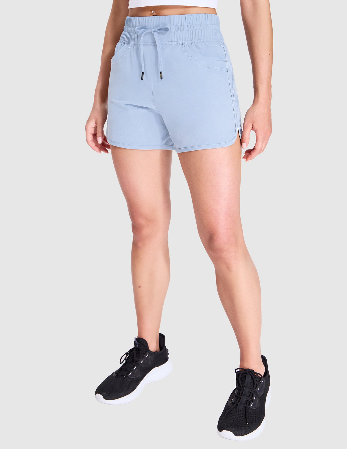 MIER Women's Quick Dry Running Shorts with Liner Women Shorts Light Blue / XS