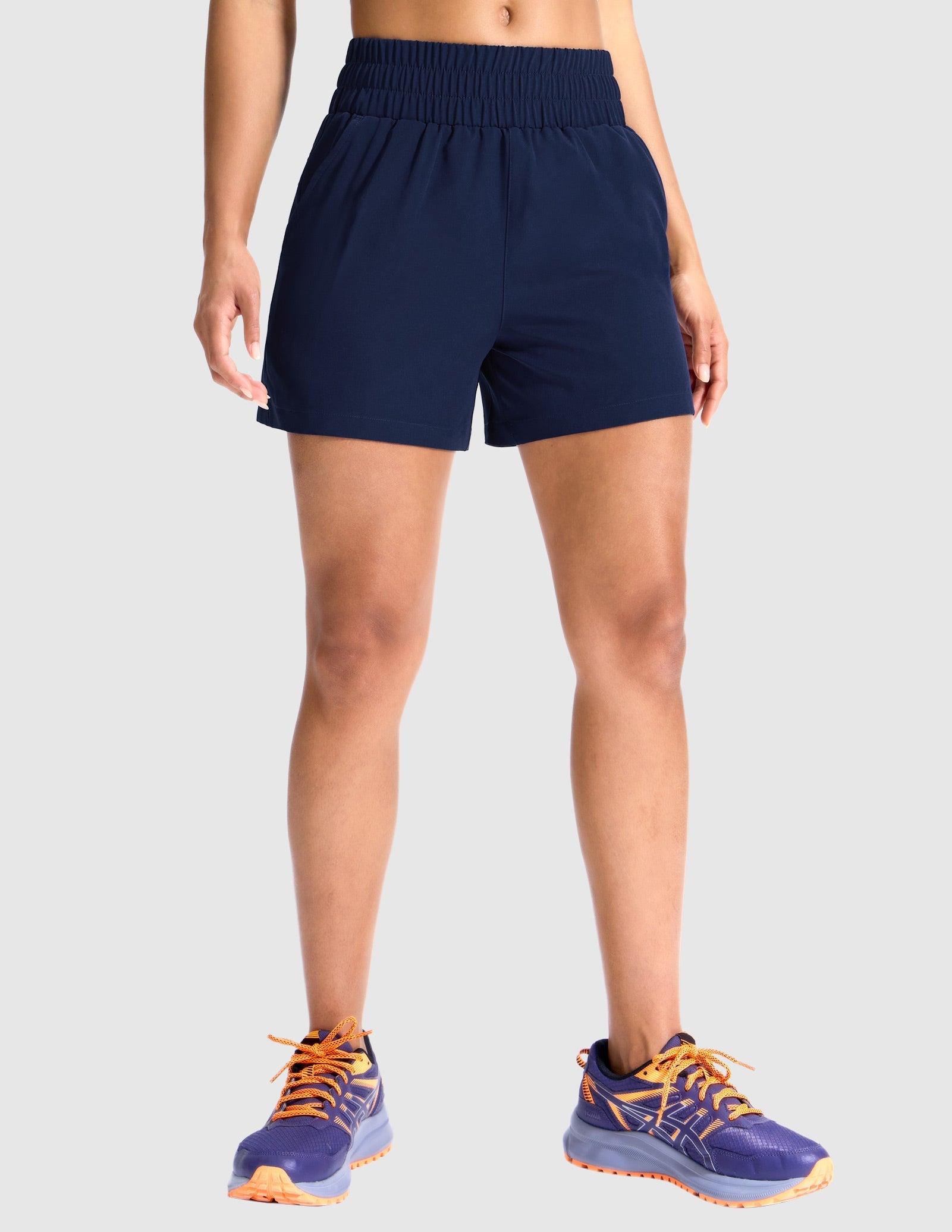 MIER Women’s Running Shorts Quick Dry Mid Waist Athletic Shorts 4" Inseam 3 Pockets Women Shorts
