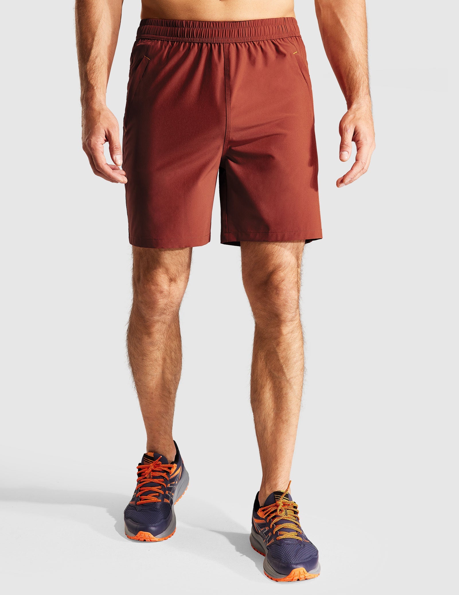 Pantalones cortos para correr de secado rápido para hombre con bolsillo con cremallera de 7 pulgadas