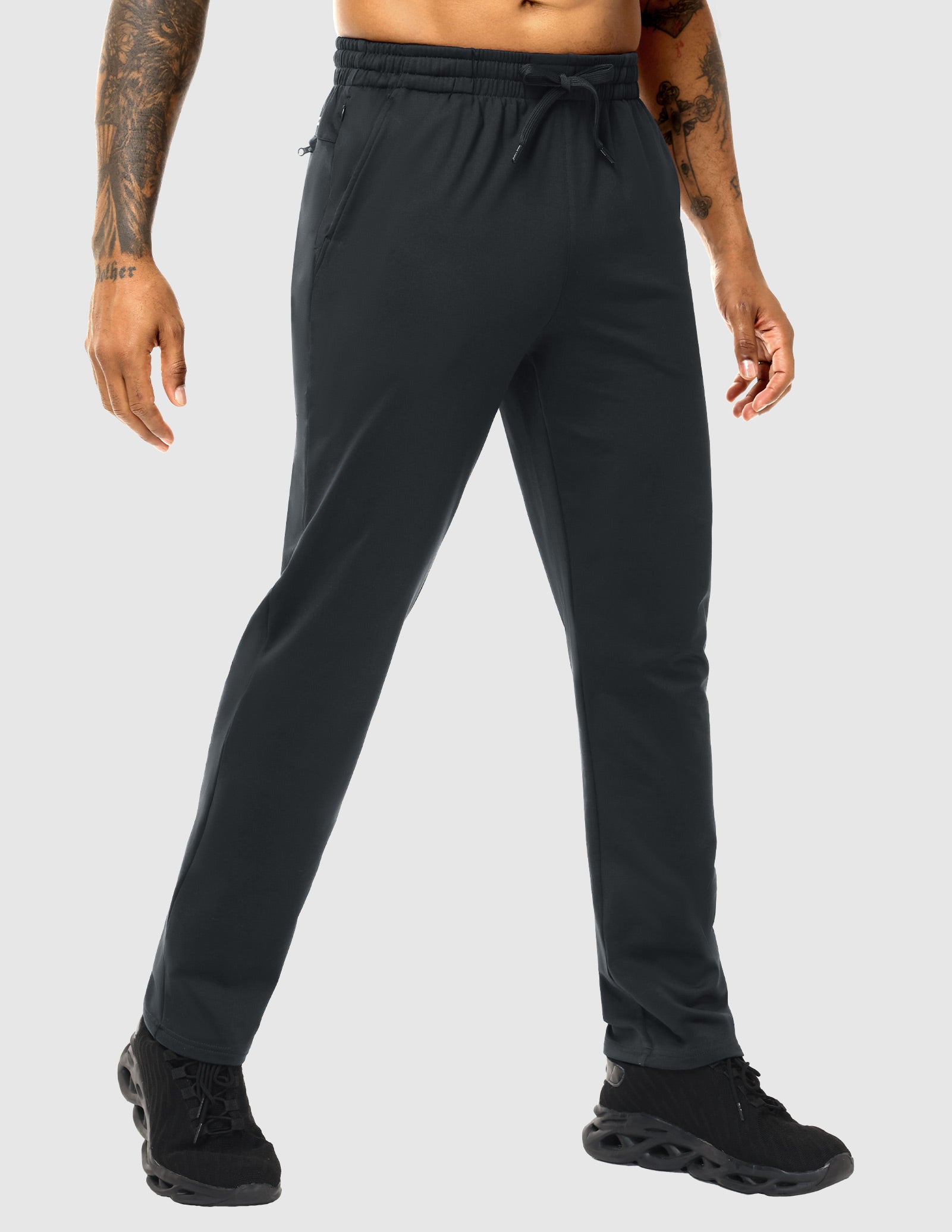 MIER Men's Fleece Lined Athletic Pants with Zipper Pockets | Winter Warm Workout Sweatpants Men's Train Pants Dark Grey / S