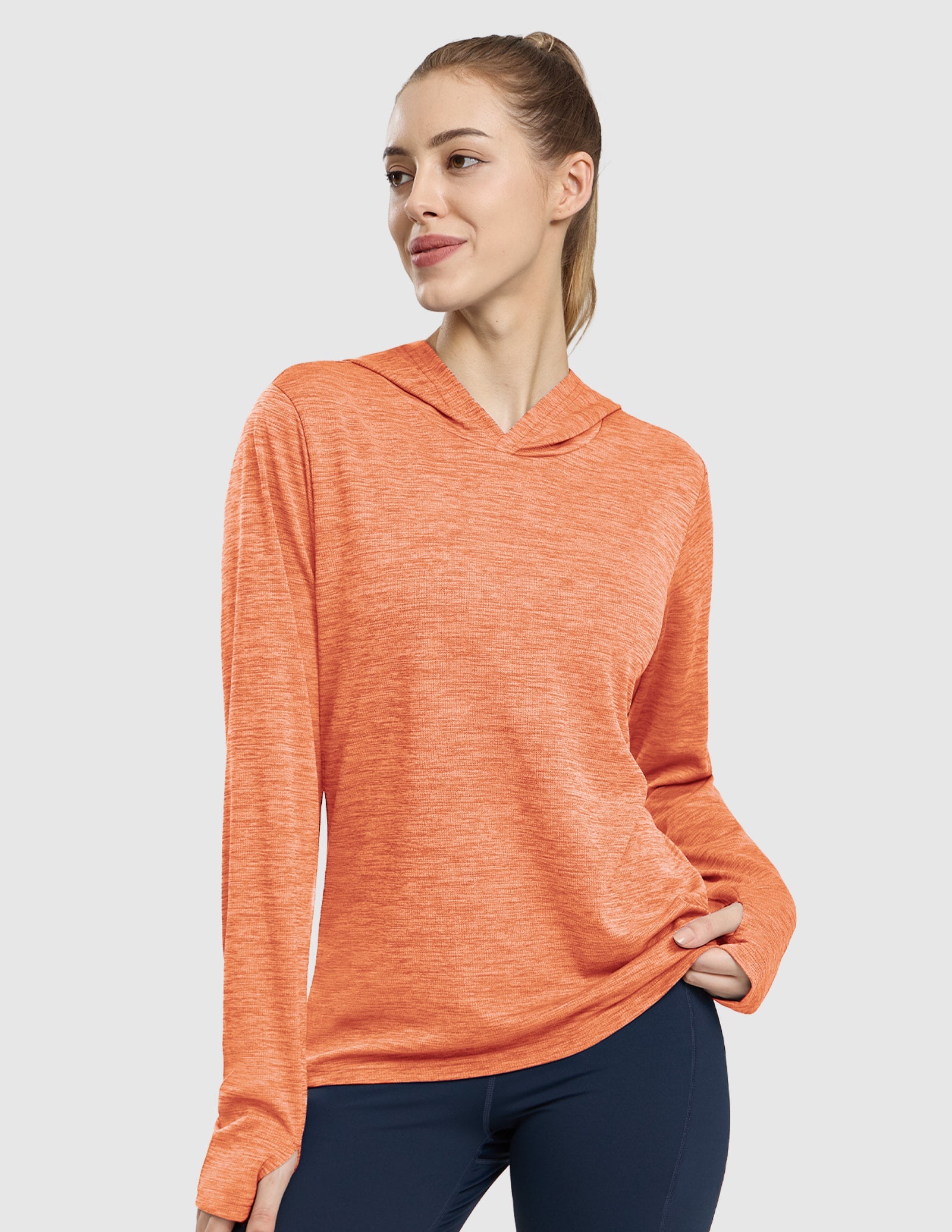MIER Women's Long Sleeve Hooded Sun Shirt UPF 50+ Performance Hoodie Women Shirts Heather Orange / XS