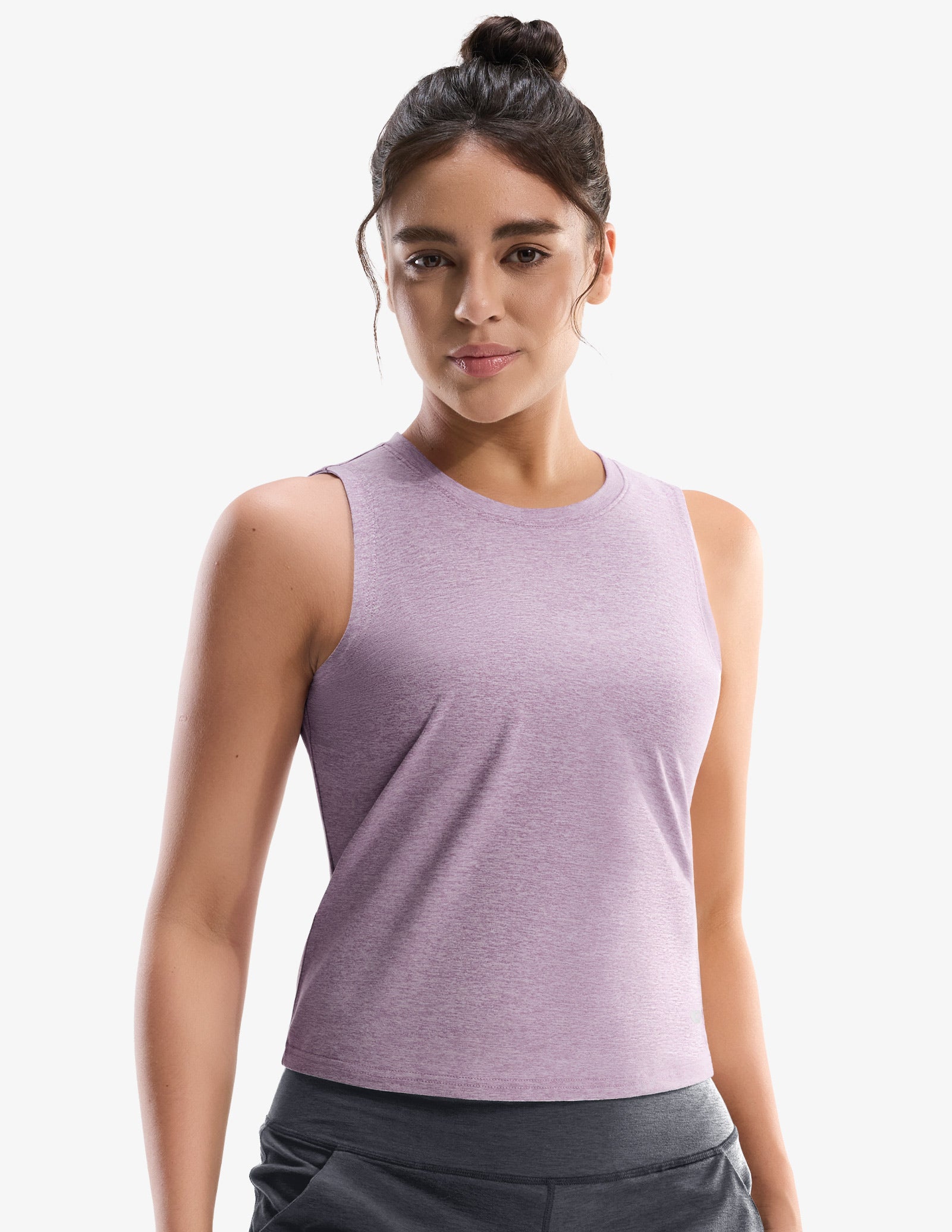 MIER Women’s Buttery-Soft Skimmer Tank Top High-Hip Workout Shirt Women Active Shirt Heather Lavender / XS
