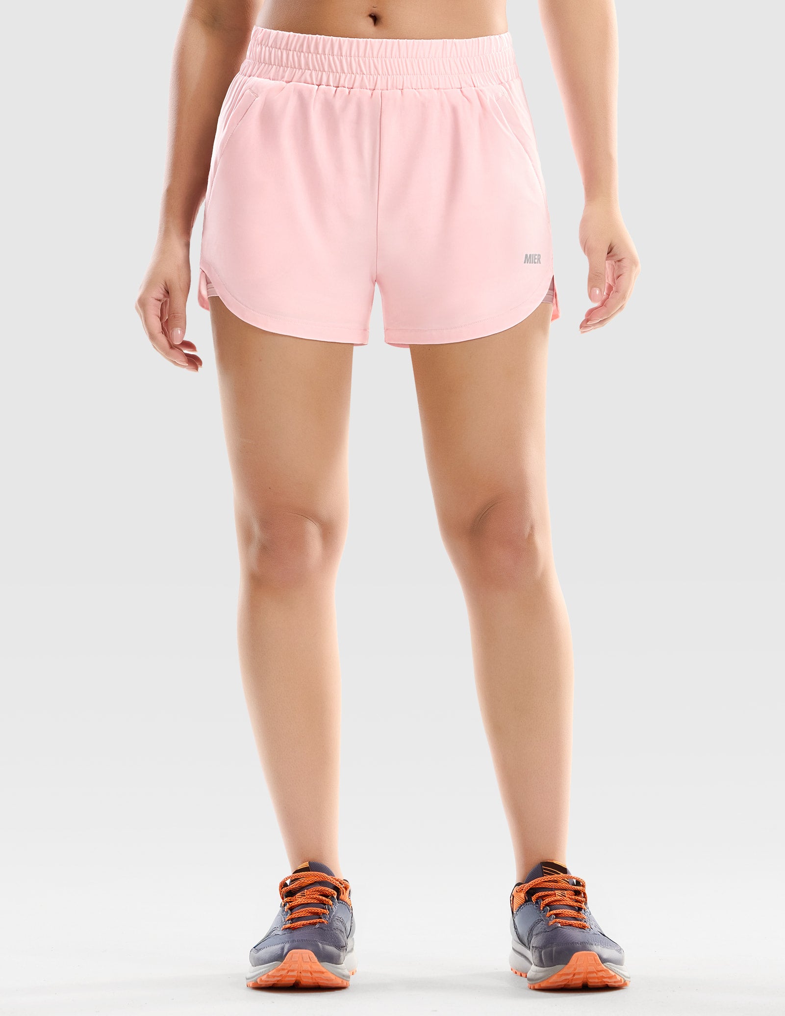 MIER Women’s 3” Running Shorts with Zipper Pockets Women Shorts Pink / XS