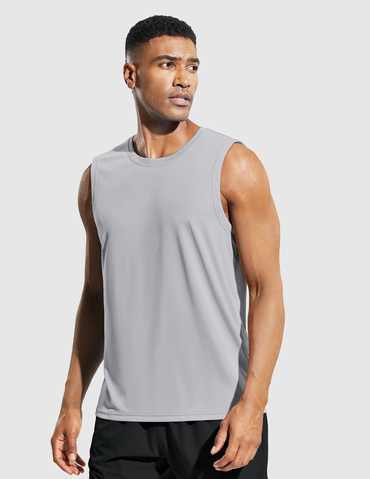 MIER Men’s Cool Running Tank Top Sleeveless Shirt Men's Tank Top Light Gray / S