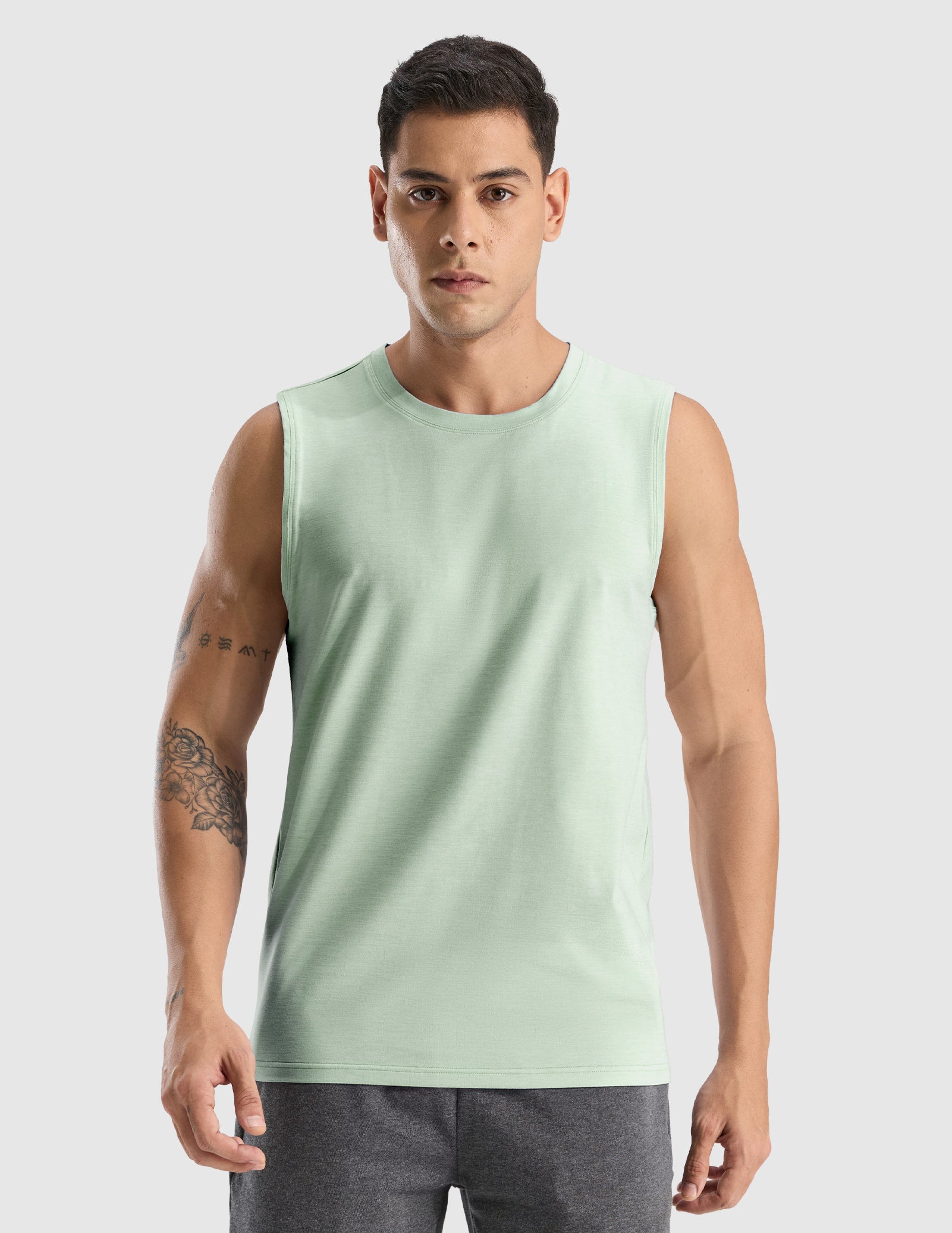 MIER Men’s Ultra-Soft Performance Muscle Tank Buttery Soft Gym Shirt Men's Tank Top Heather Sage Green / S