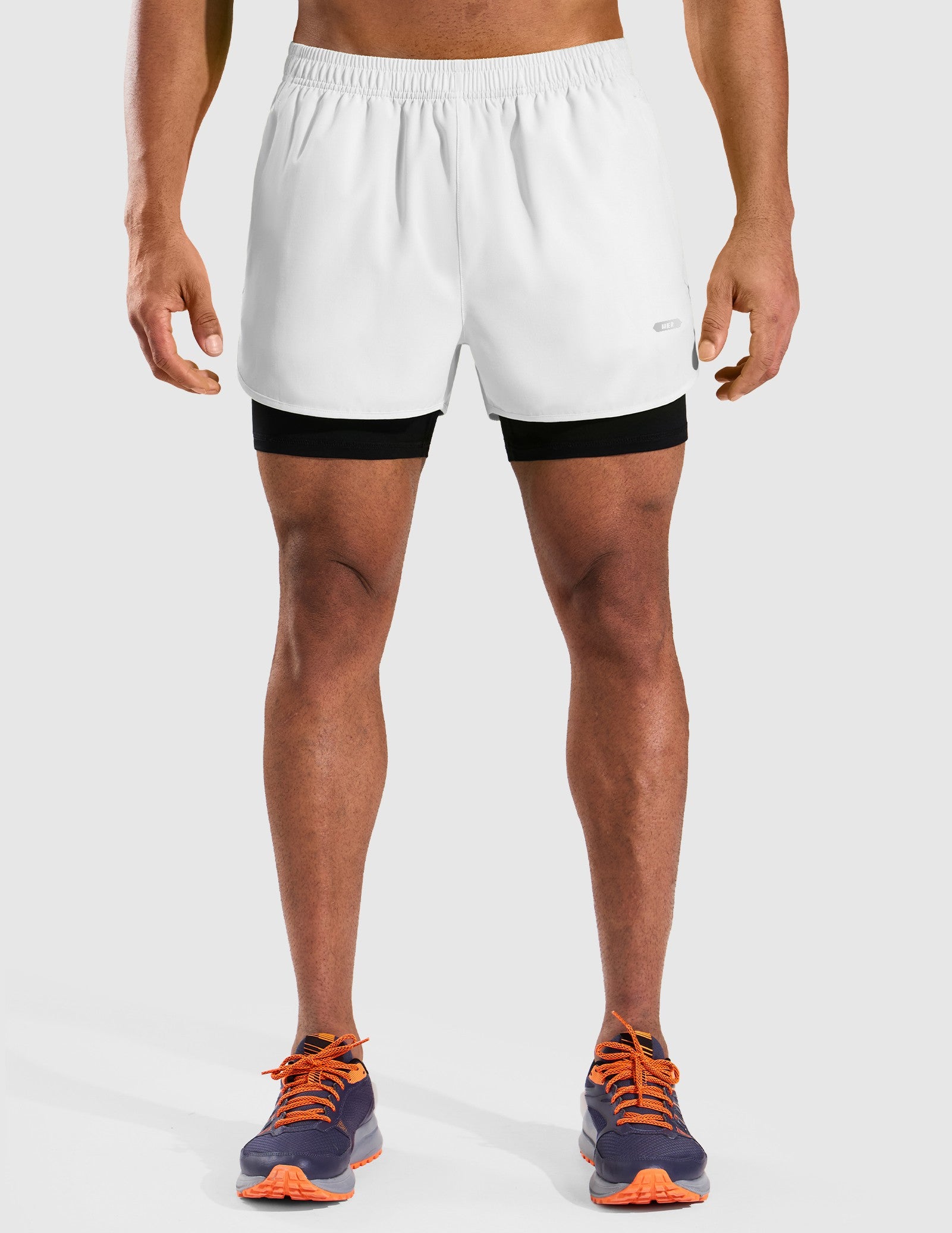 MIER Men’s 2-in-1 Running Shorts 3" Quick Dry with Compression Liner Men's Shorts White Black / XS