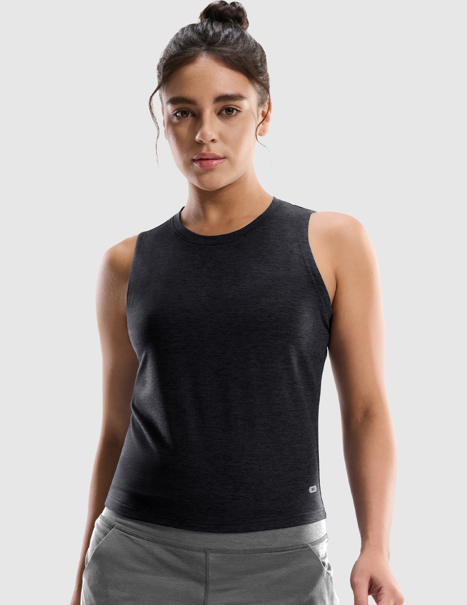 MIER Women’s Buttery-Soft Skimmer Tank Top High-Hip Workout Shirt Women's Tank Top Heather Black / XS