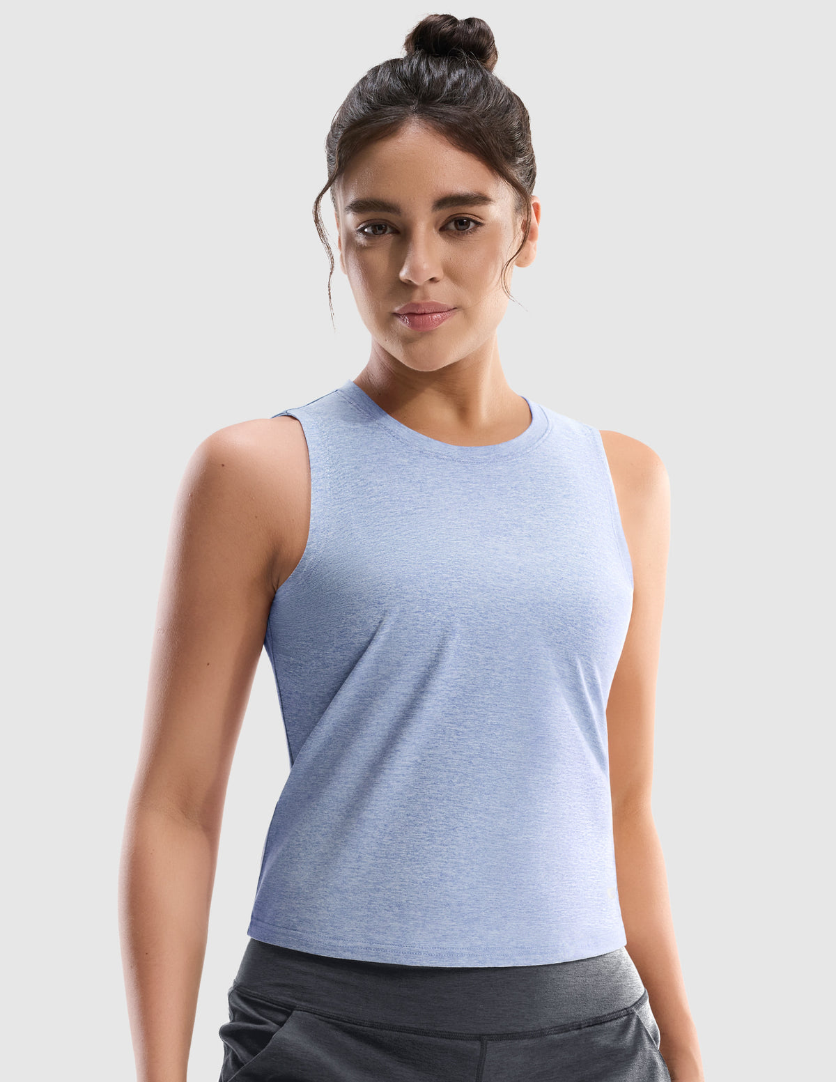 MIER Women’s Buttery-Soft Skimmer Tank Top High-Hip Workout Shirt Women's Tank Top Heather Blue / XS