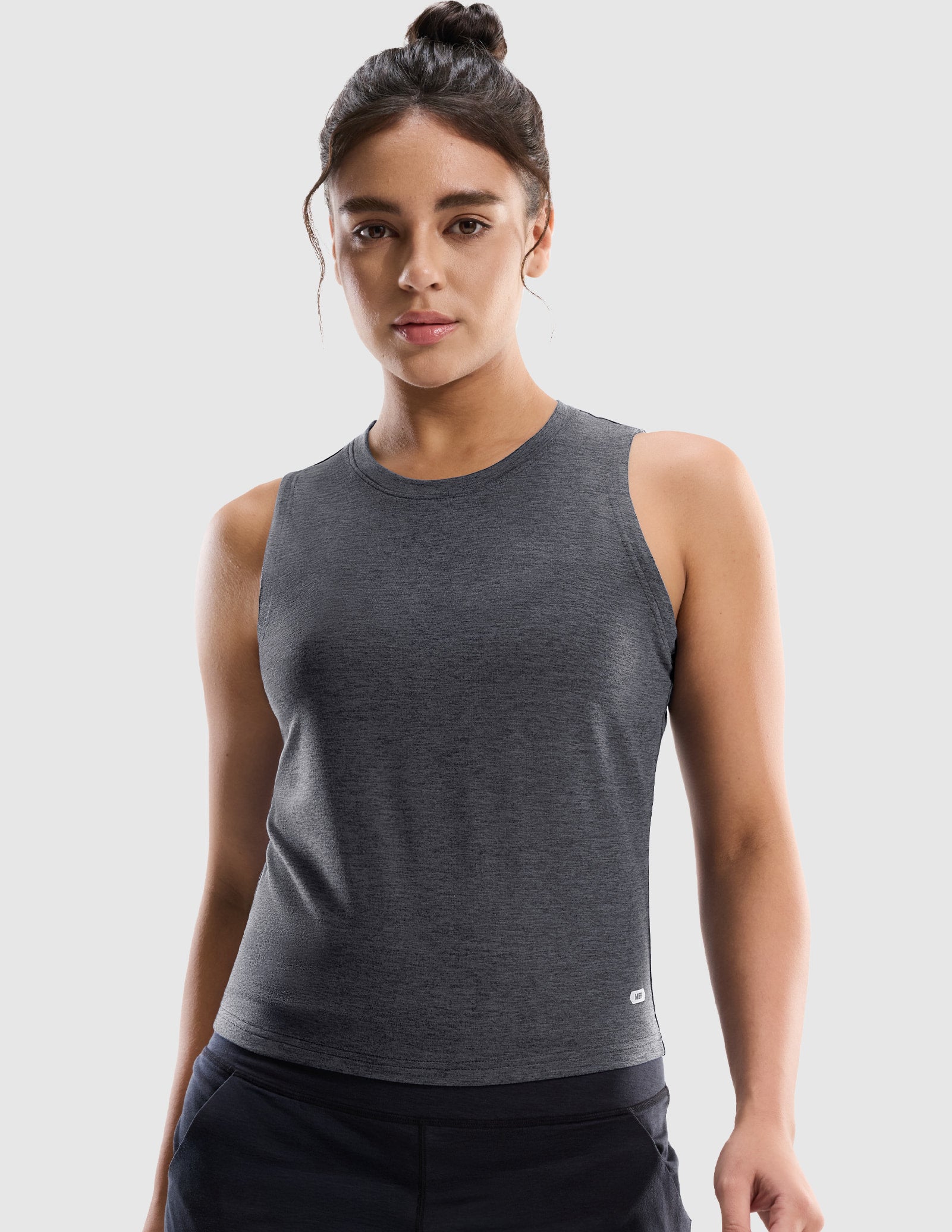 MIER Women’s Buttery-Soft Skimmer Tank Top High-Hip Workout Shirt Women's Tank Top Heather Charcoal / XS