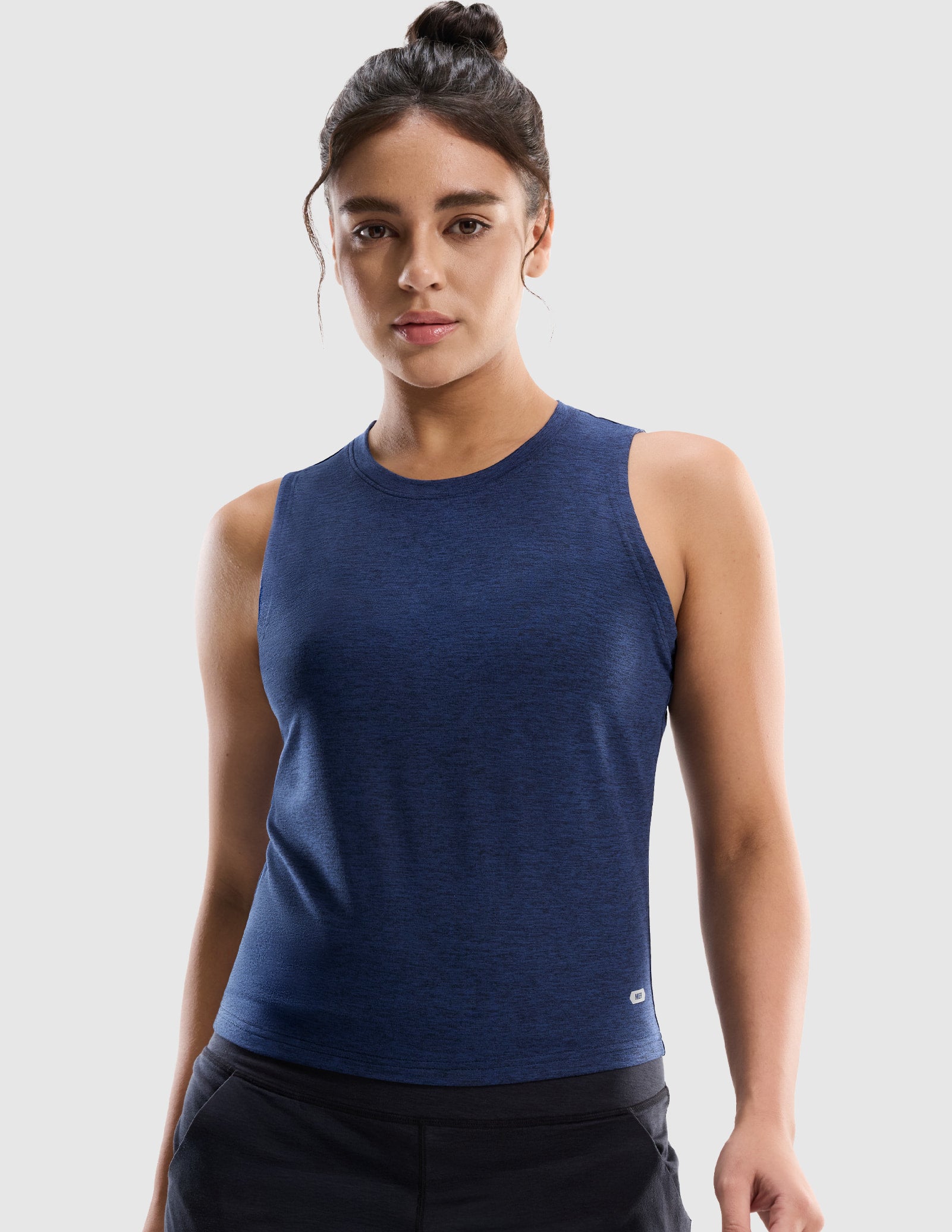 MIER Women’s Buttery-Soft Skimmer Tank Top High-Hip Workout Shirt Women's Tank Top Heather Navy / XS