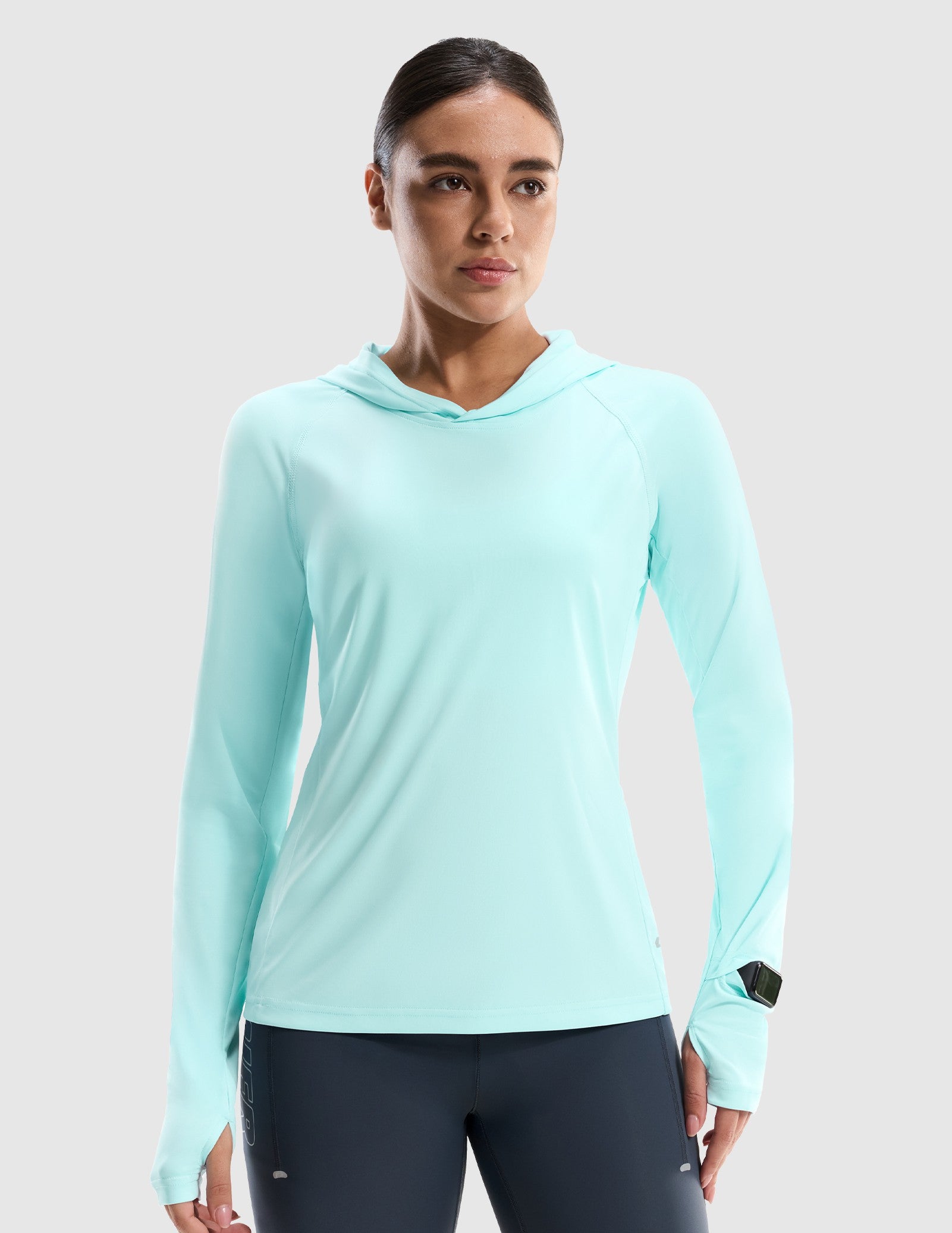 MIER Women's UPF 50+ Running Hoodie Lightweight Sun Protection Shirt Women Shirts Aqua / XS