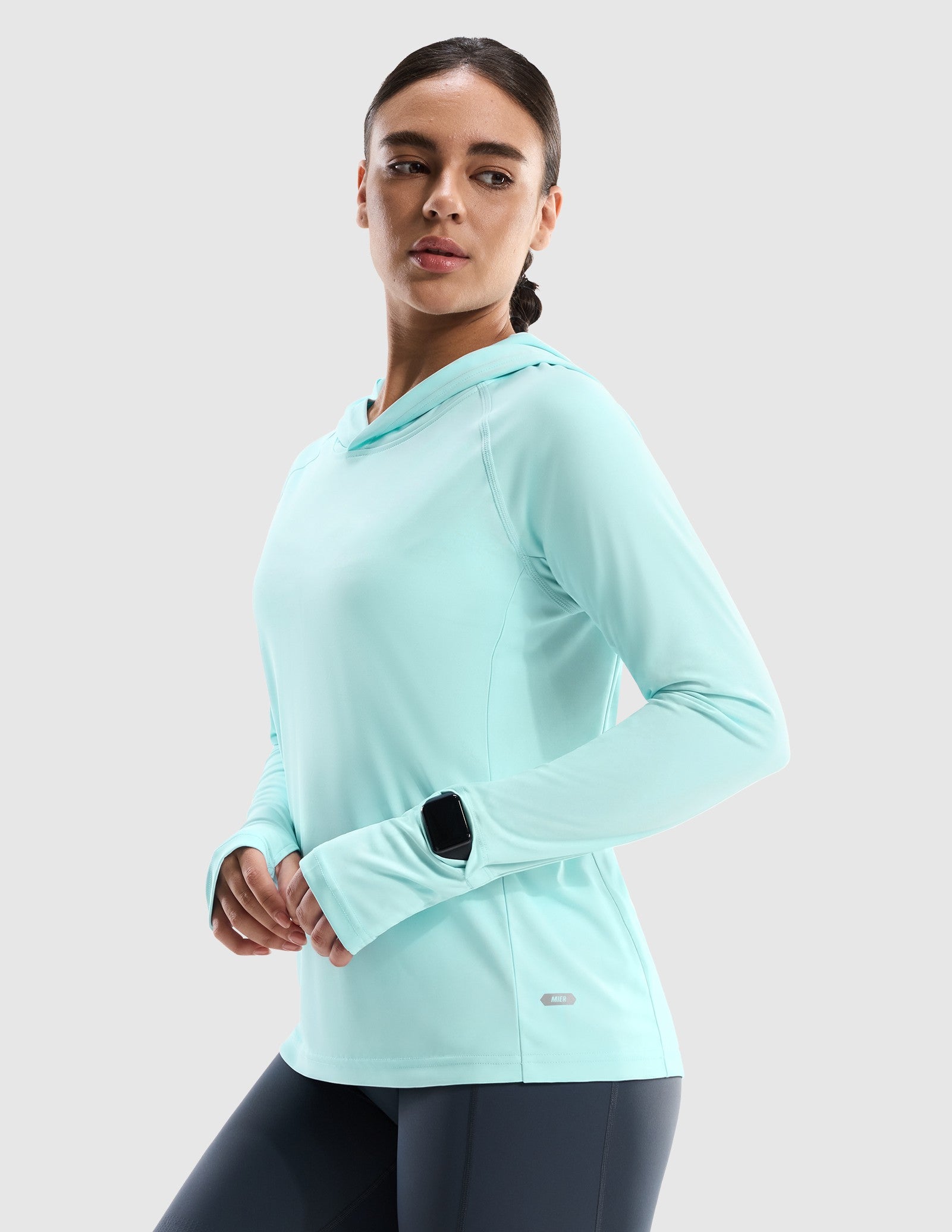 MIER Women's UPF 50+ Running Hoodie Lightweight Sun Protection Shirt Women Shirts