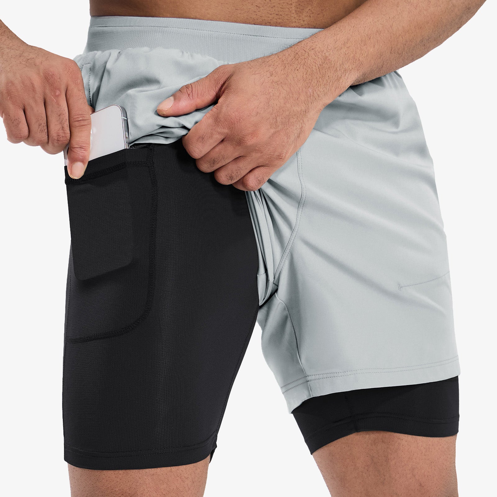 MIER Men's 2 in 1 Running Shorts with Liner 5 Inch Men's Shorts