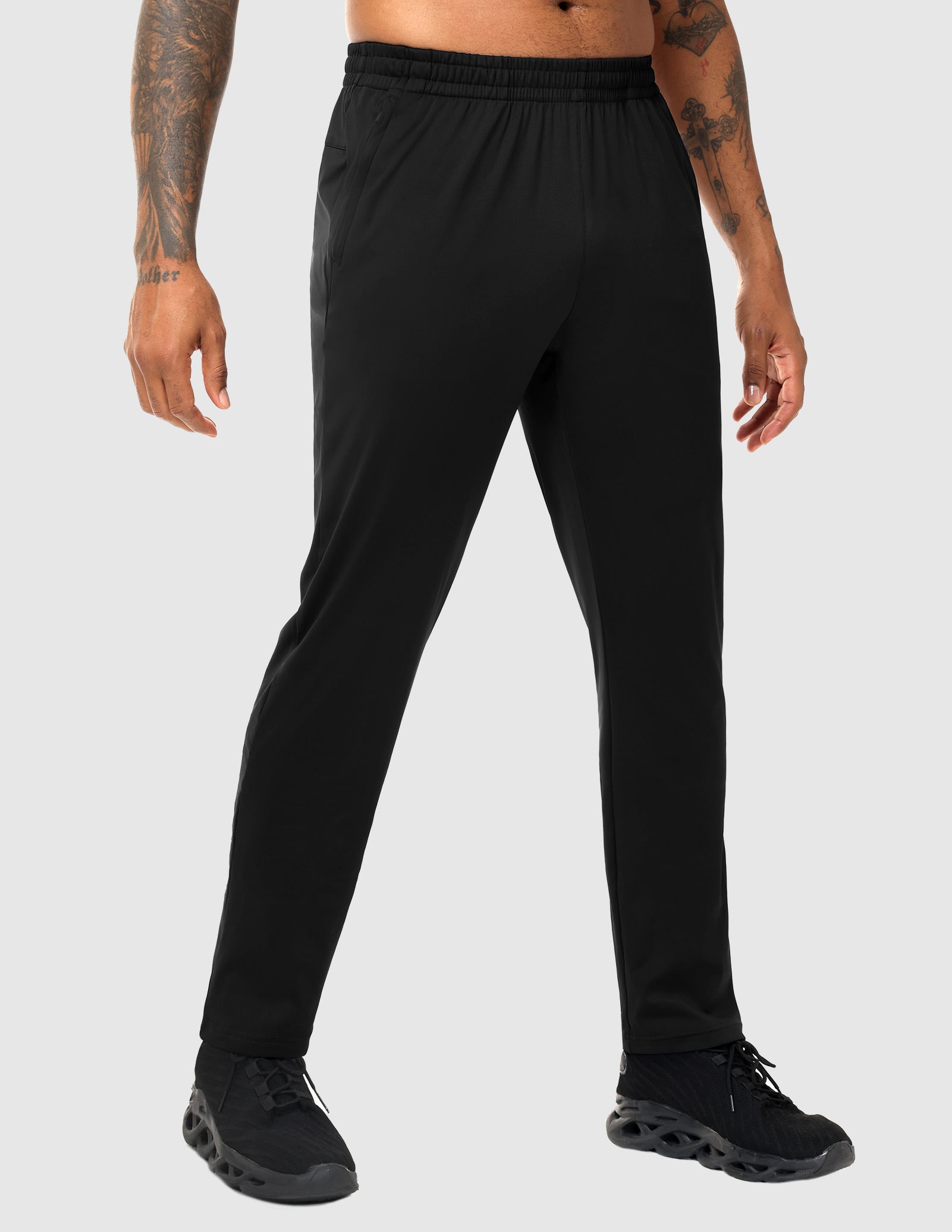 MIER Men’s Workout Sweatpants Lightweight Jogging Track Pants with 3 Zipper Pockets Men's Train Pants Black / S