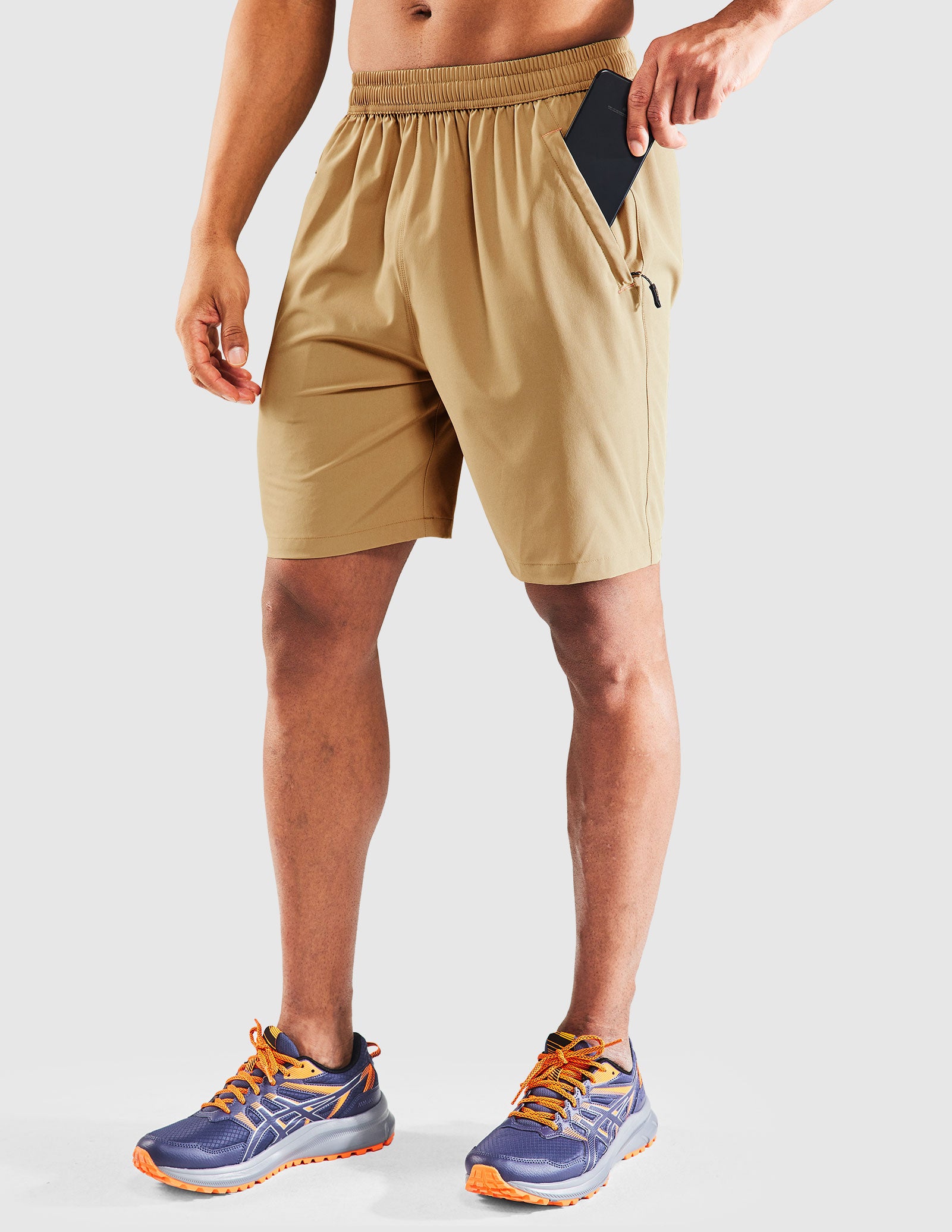 Men's Quick Dry Running Shorts with Zipper Pocket 7 Inch