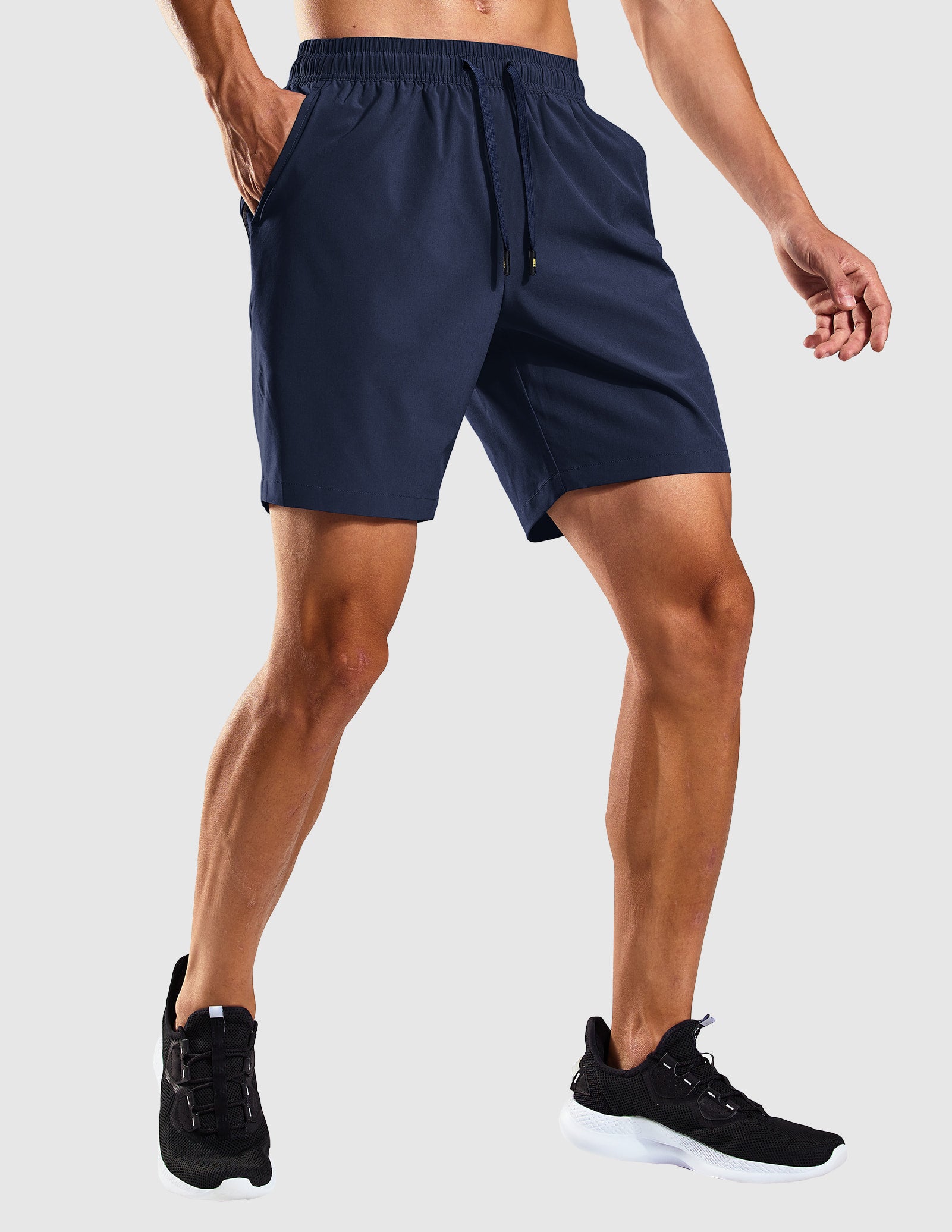 MIER Men's 7 Inch Active Running Shorts with Zipper Pockets Men's Shorts Navy / S