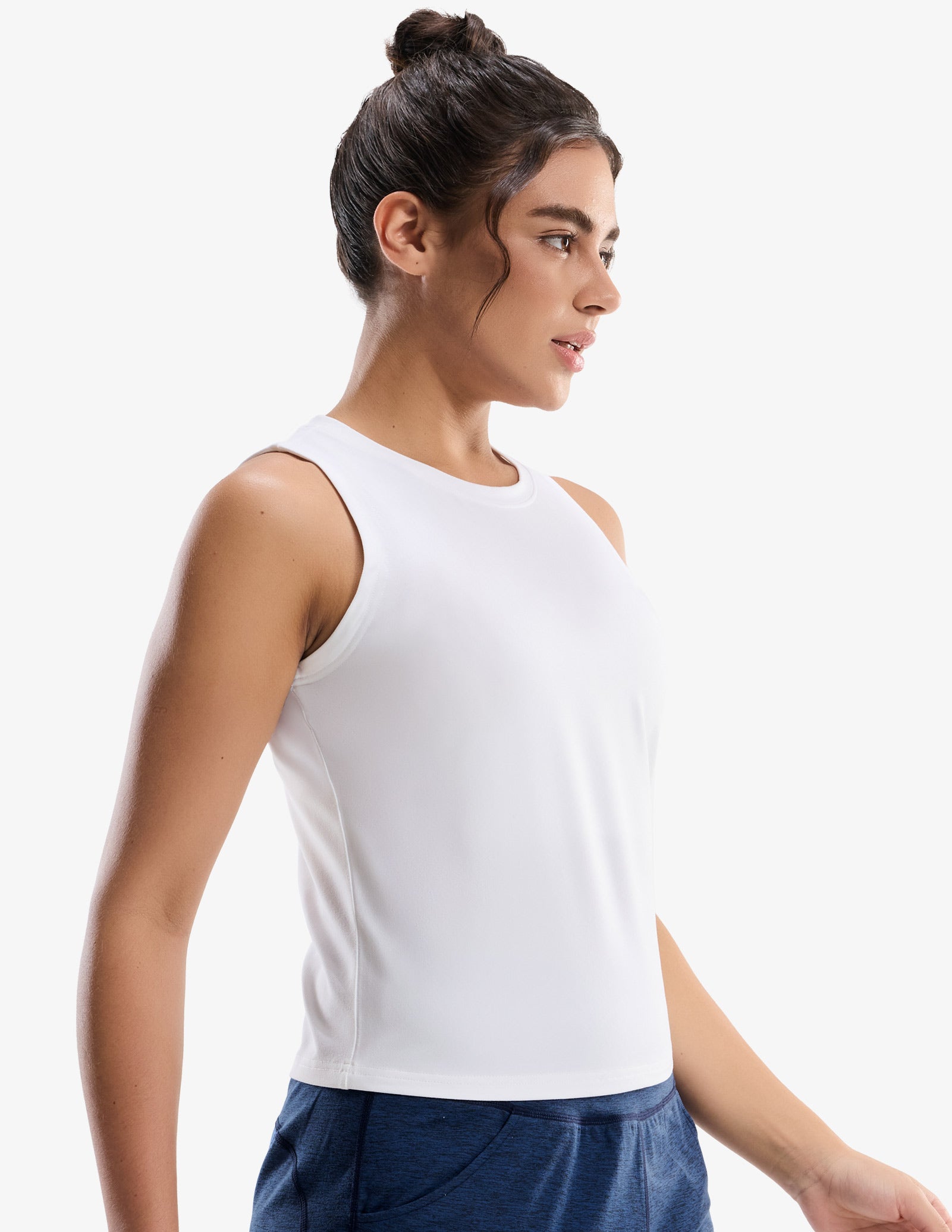 MIER Women’s Buttery-Soft Skimmer Tank Top High-Hip Workout Shirt Women Active Shirt