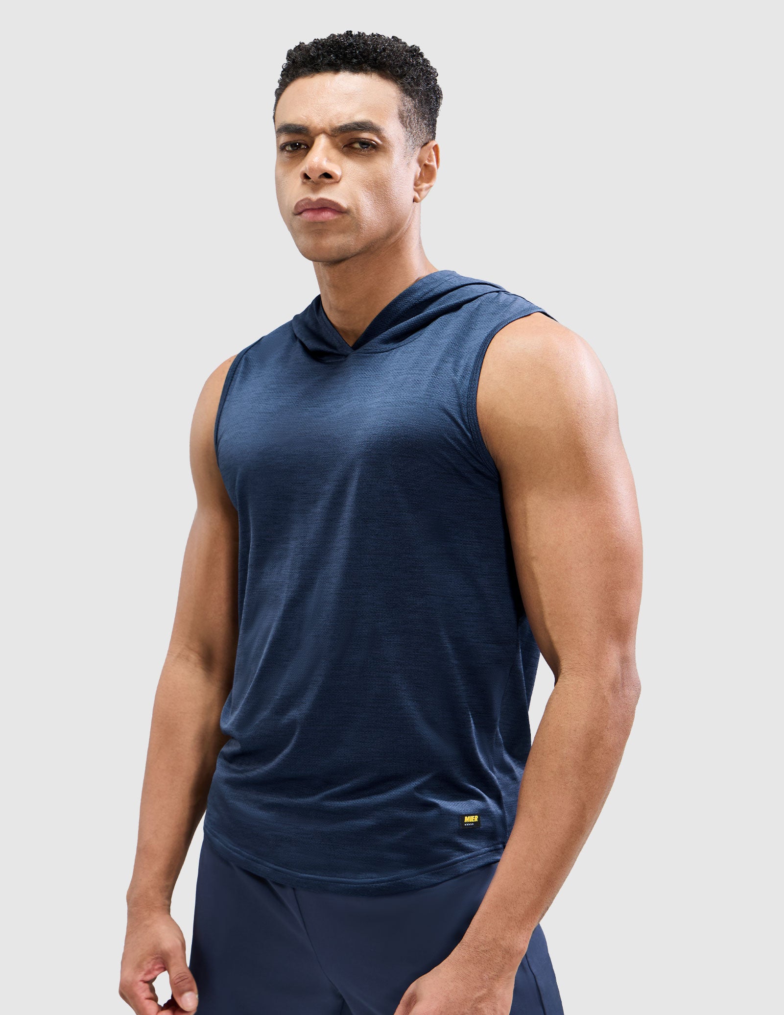 MIER Men's Sleeveless Tank Top with Hood Quick Dry Shirts Men's Sleeveless T-shirt