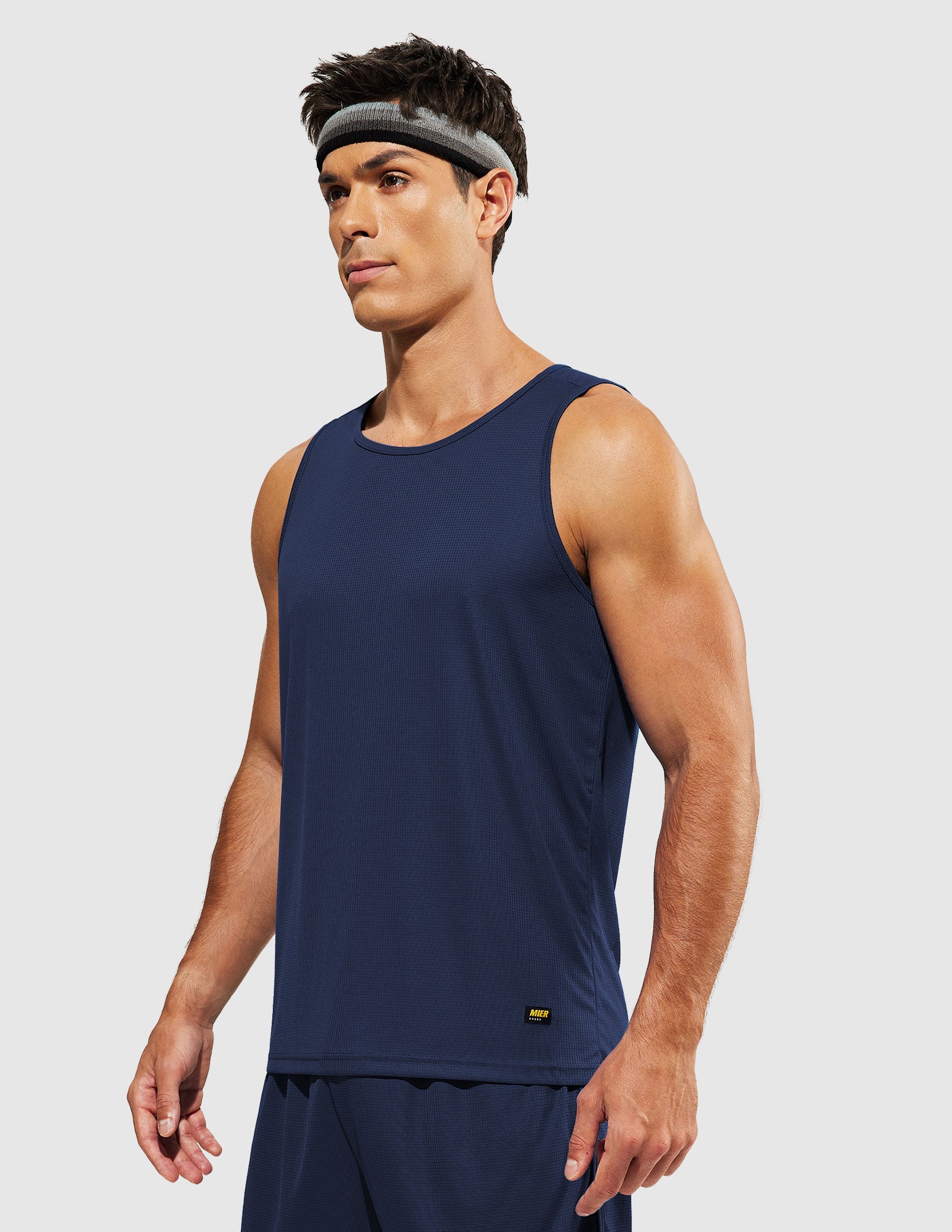 MIER Summer Running Tank Top Lightweight and Sweat Wicking Men's Tank Top Dark Blue / S