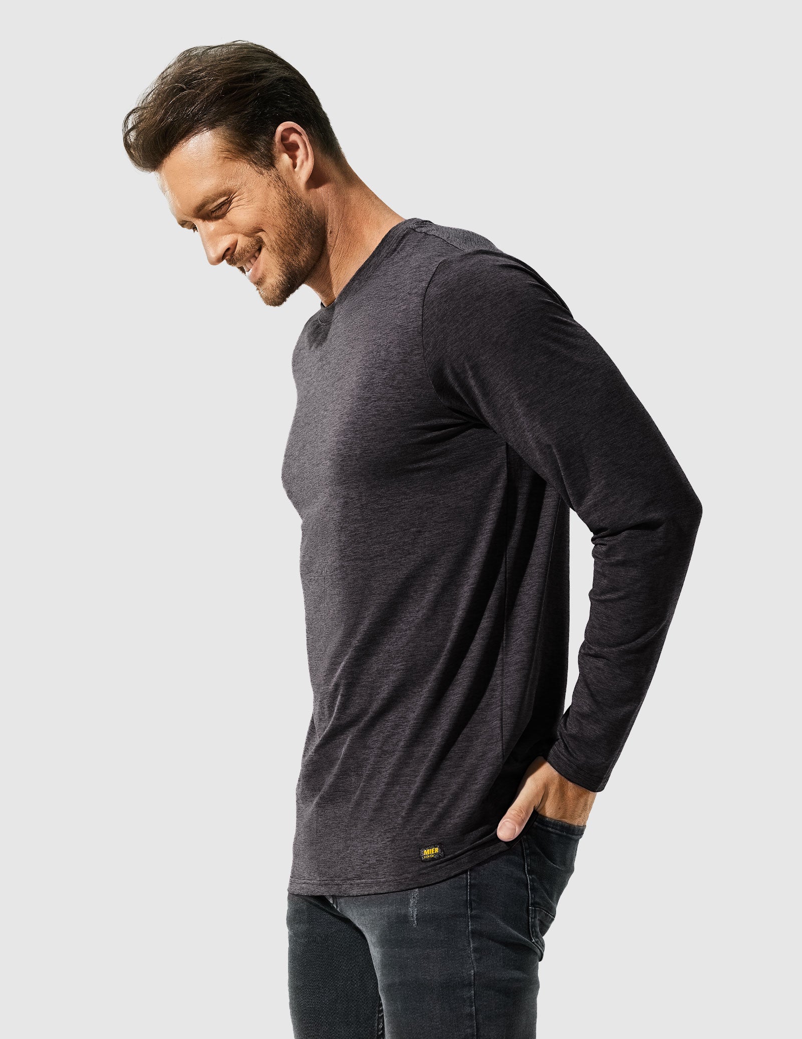 MIER Men’s Buttery Soft Long Sleeve Athletic Crew Neck Tee Men's Shirt