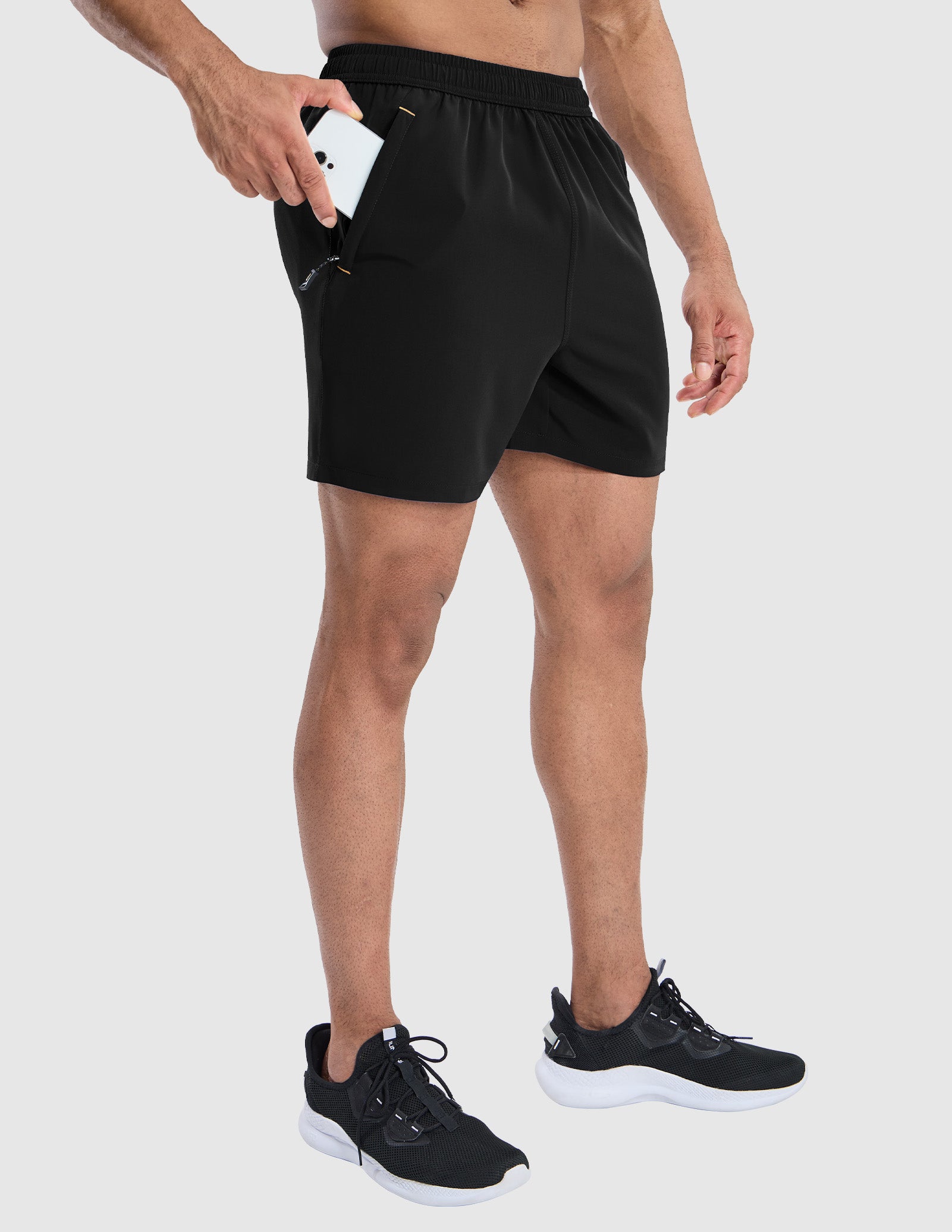 MIER Men's 5 Inch Dry Fit Running Shorts with Zipper Pockets Men's Shorts Black / S