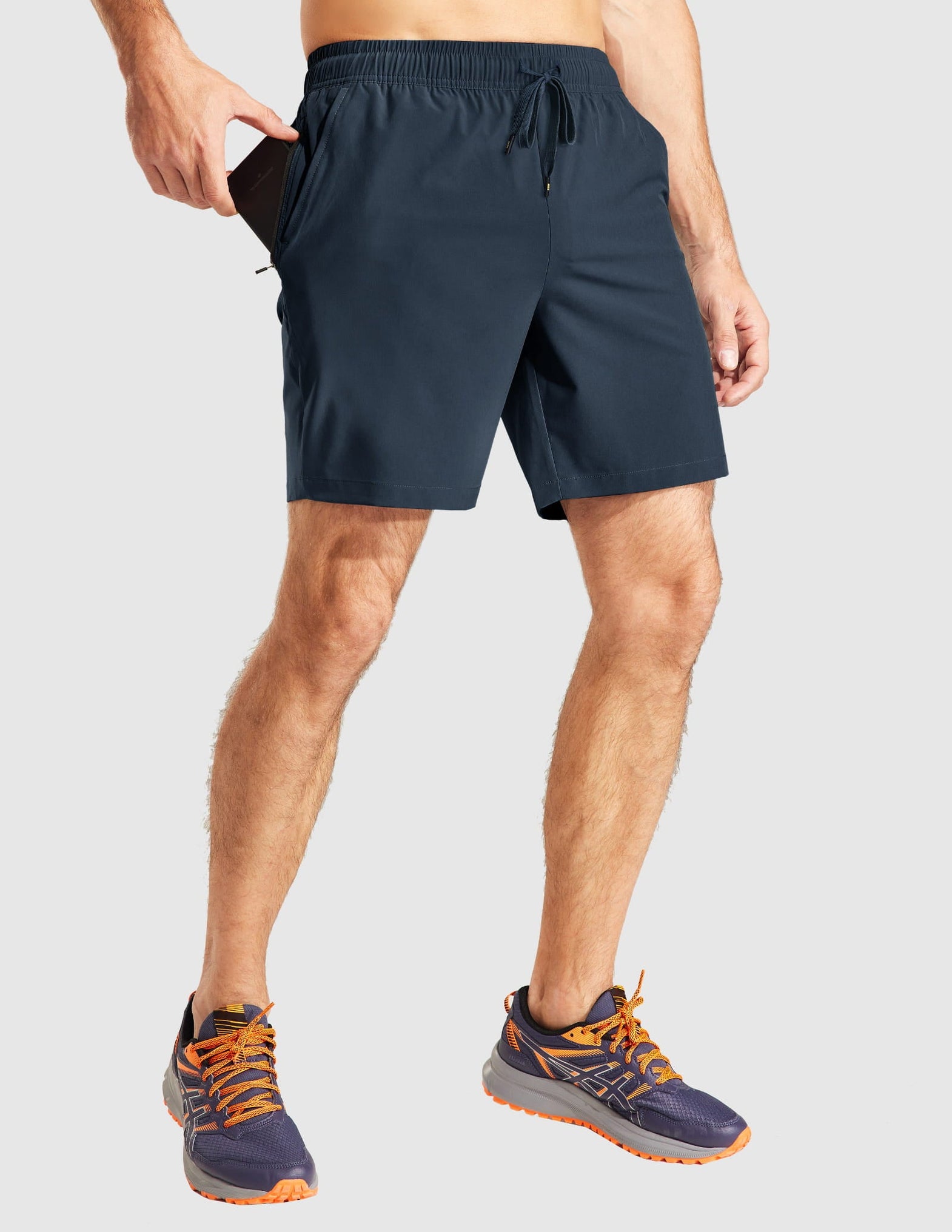 MIER Men's 7 Inch Active Running Shorts with Zipper Pockets