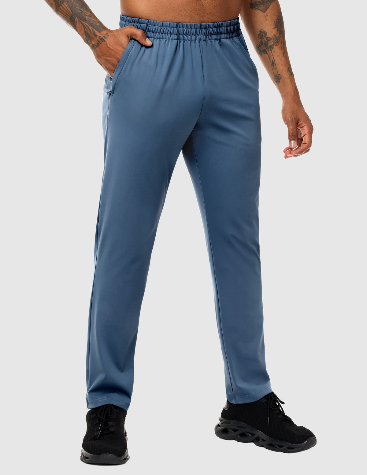 MIER Men’s Workout Sweatpants Lightweight Jogging Track Pants with 3 Zipper Pockets Men's Train Pants Dusty Blue / S