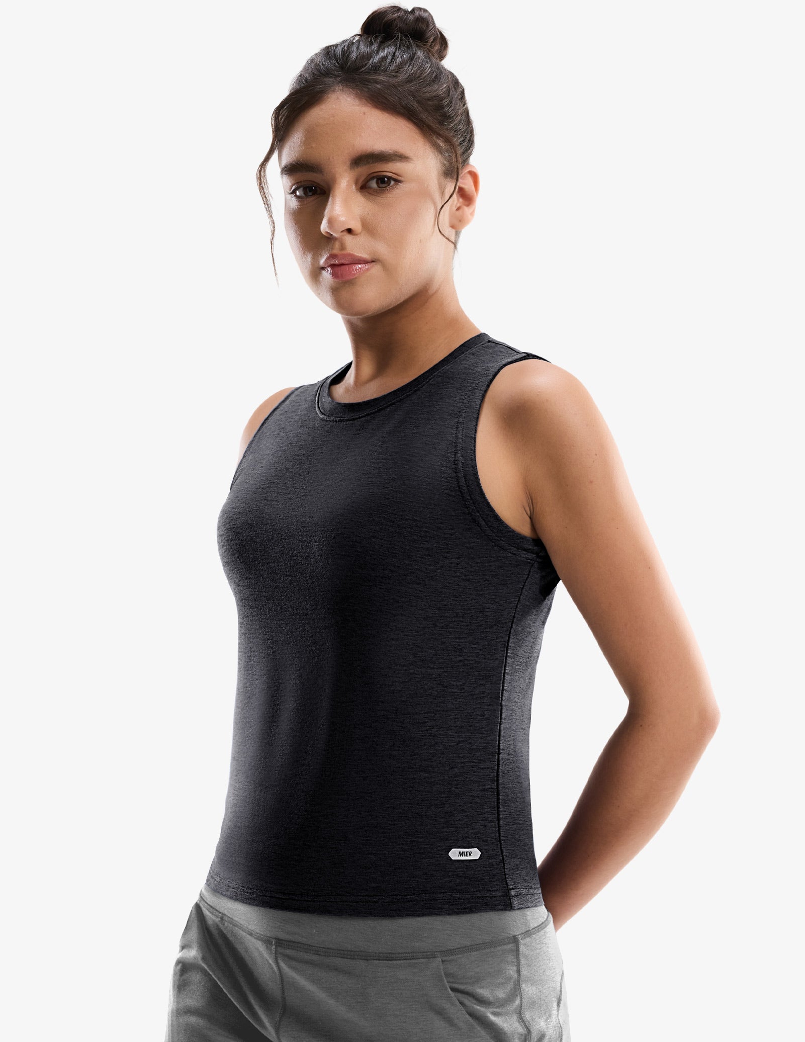 MIER Women’s Buttery-Soft Skimmer Tank Top High-Hip Workout Shirt Women Active Shirt