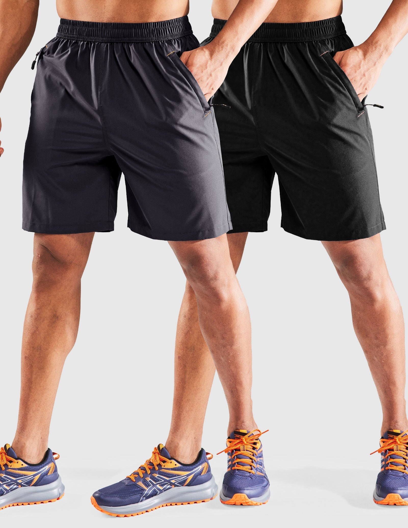 Pantalones cortos para correr de secado rápido para hombre con bolsillo con cremallera de 7 pulgadas